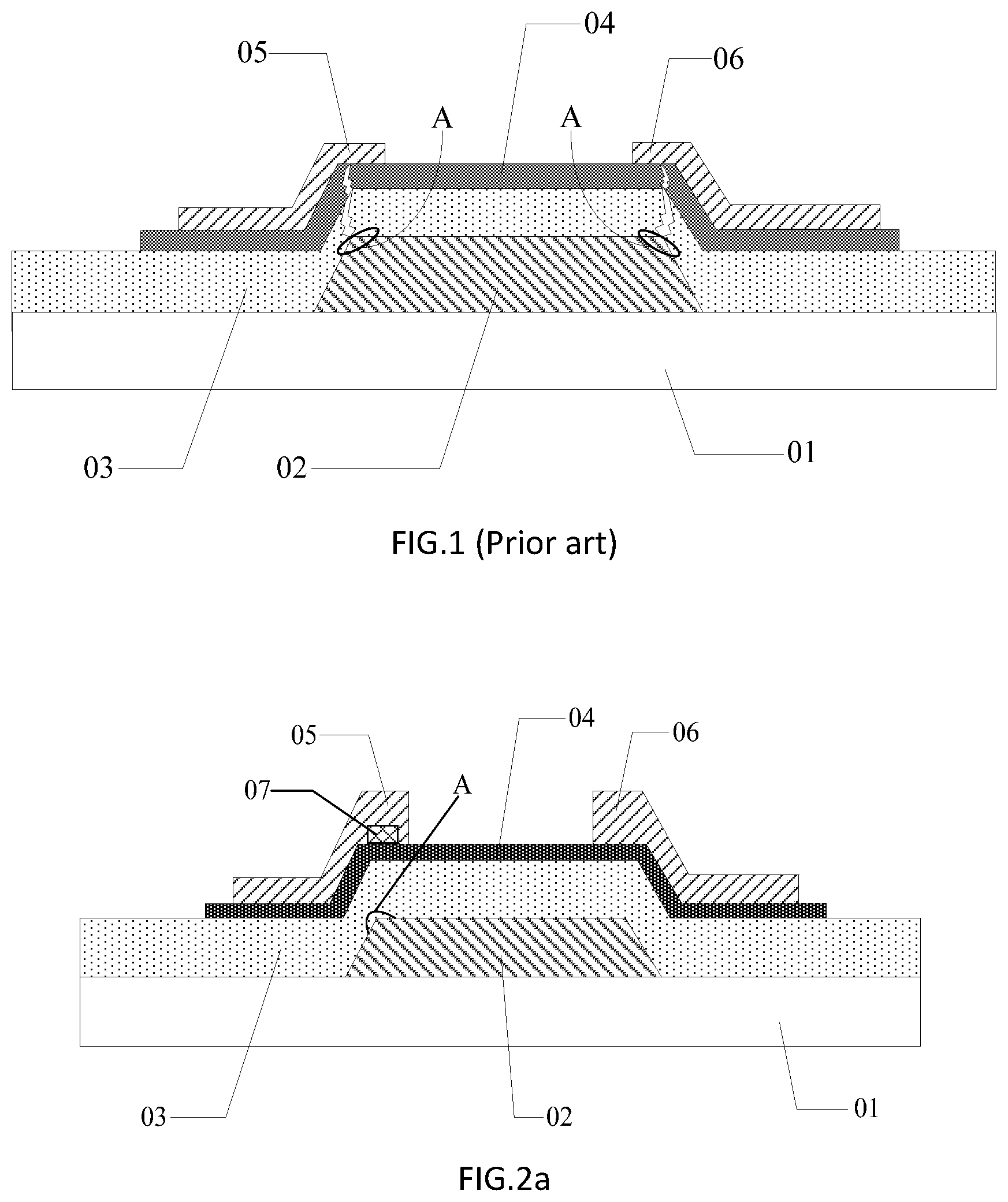 Patent US11784258 — Thin film transistor with insulating portion between source/drian electrode and gate insulating layer, and manufacturing method thereof — Figure 1