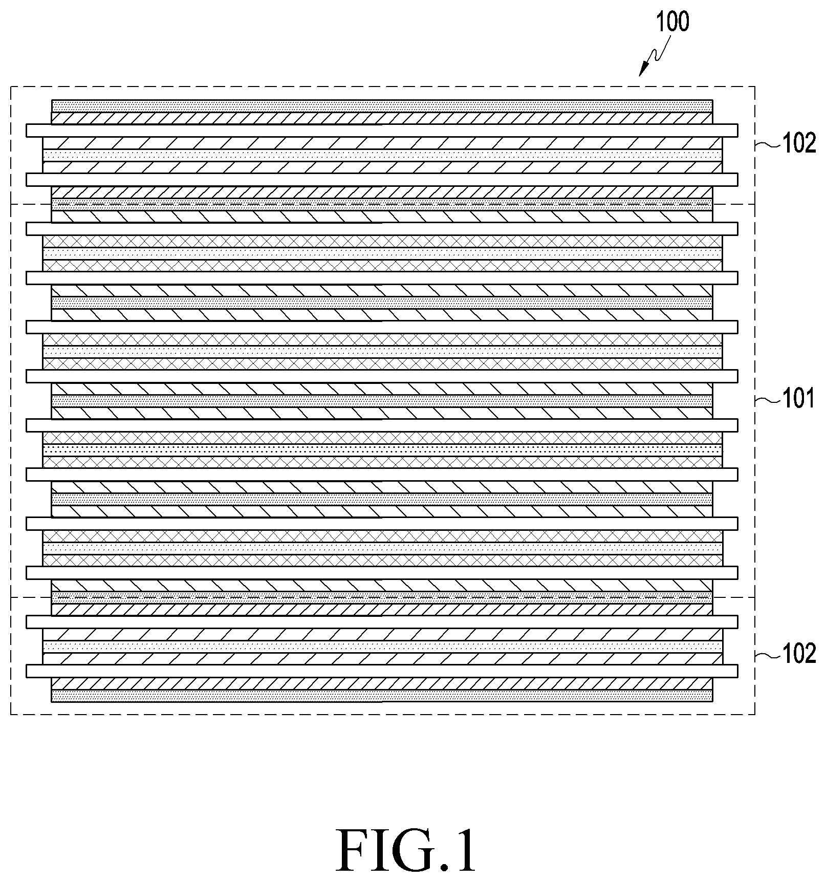 Patent US11784300 — Battery including multiple unit cells having different characteristics in electronic conductivity of anode and electronic device including same — Figure 1