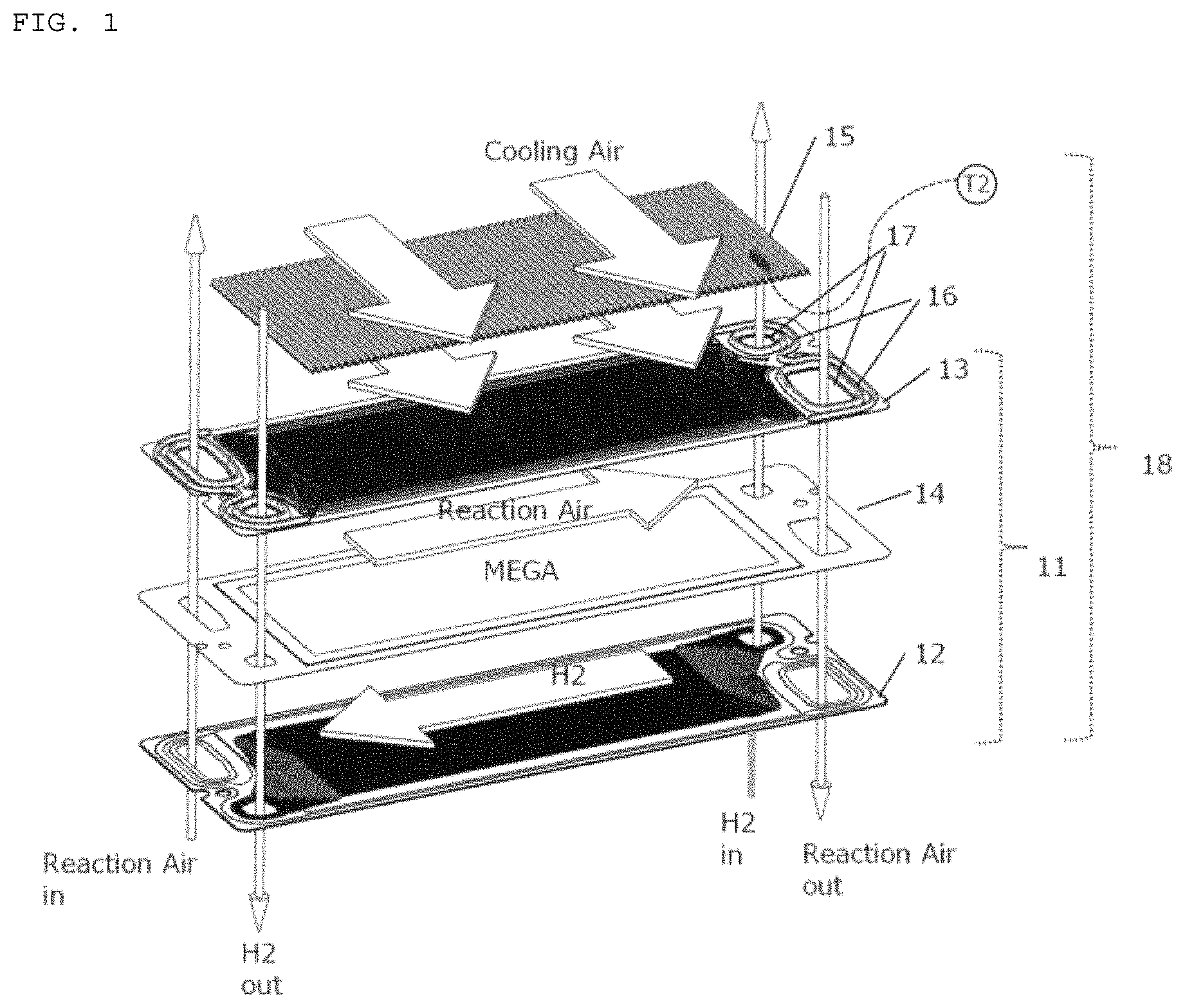 Patent US11784328 — Air-cooled fuel cell system — Figure 1