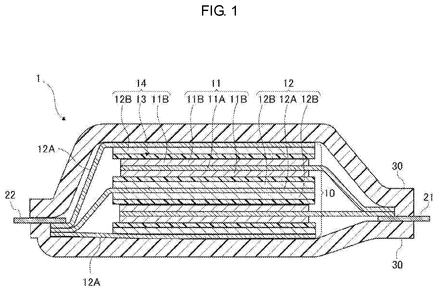 Patent US11784355 — Negative electrode including microcapsule and lithium ion secondary battery including the negative electrode — Figure 1