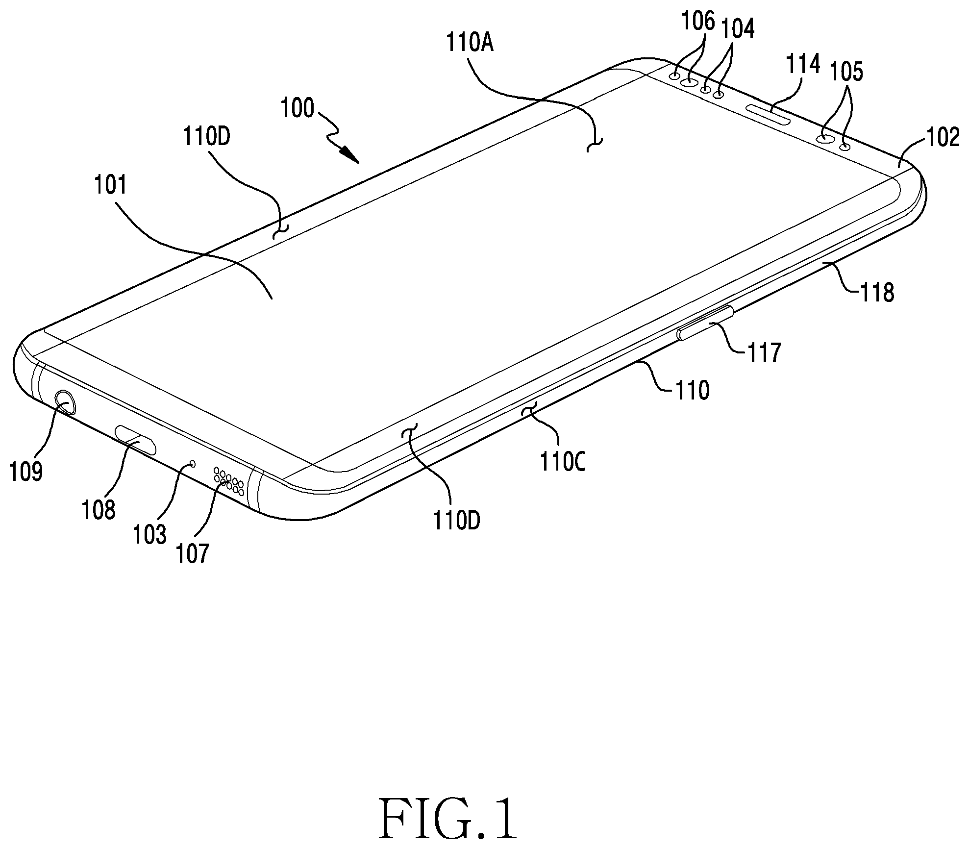 Patent US11784395 — Grip detection method and electronic device supporting same — Figure 1