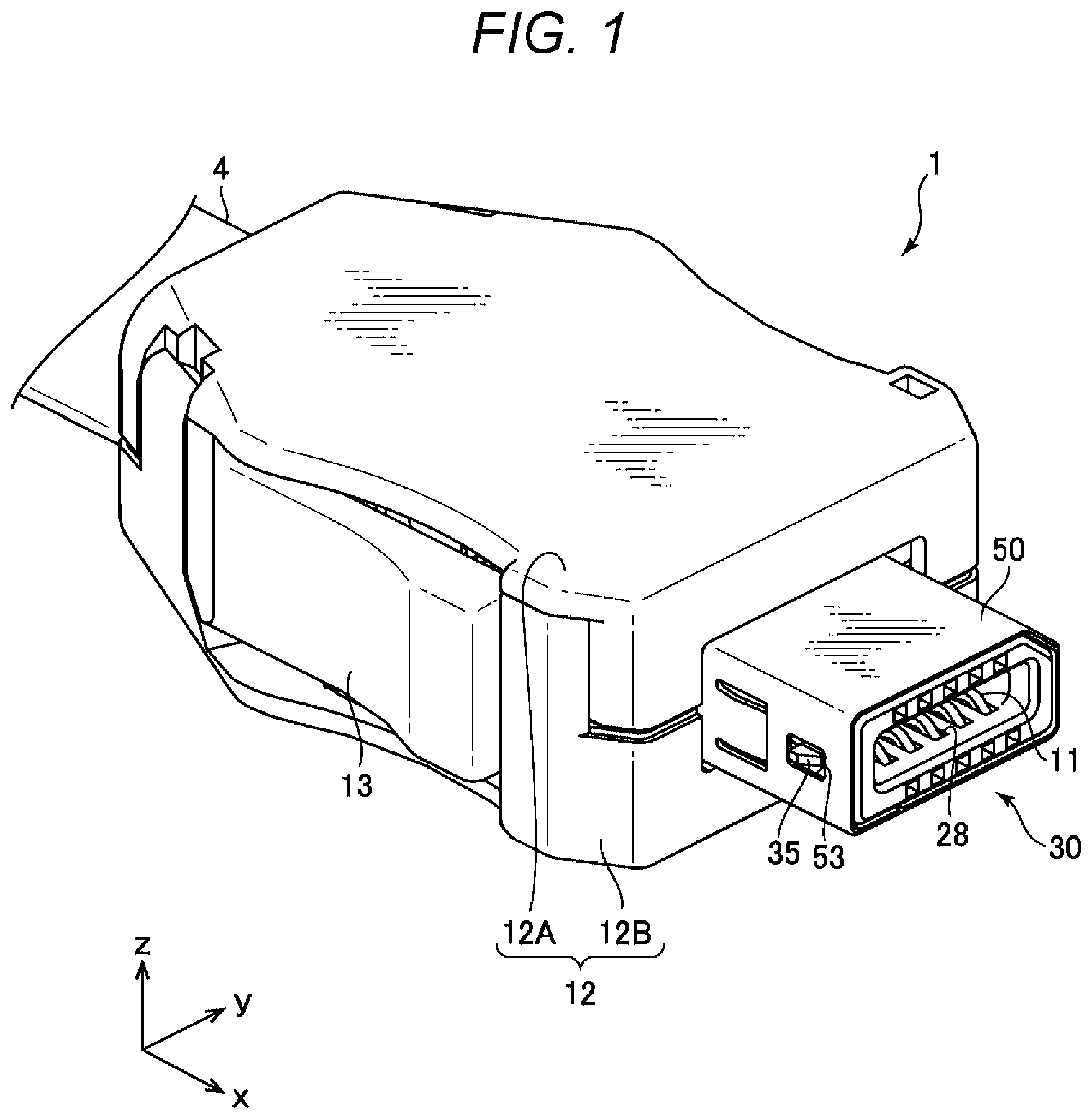Patent US11784420 — Cable holding member and cable connector device including cable holding member — Figure 1