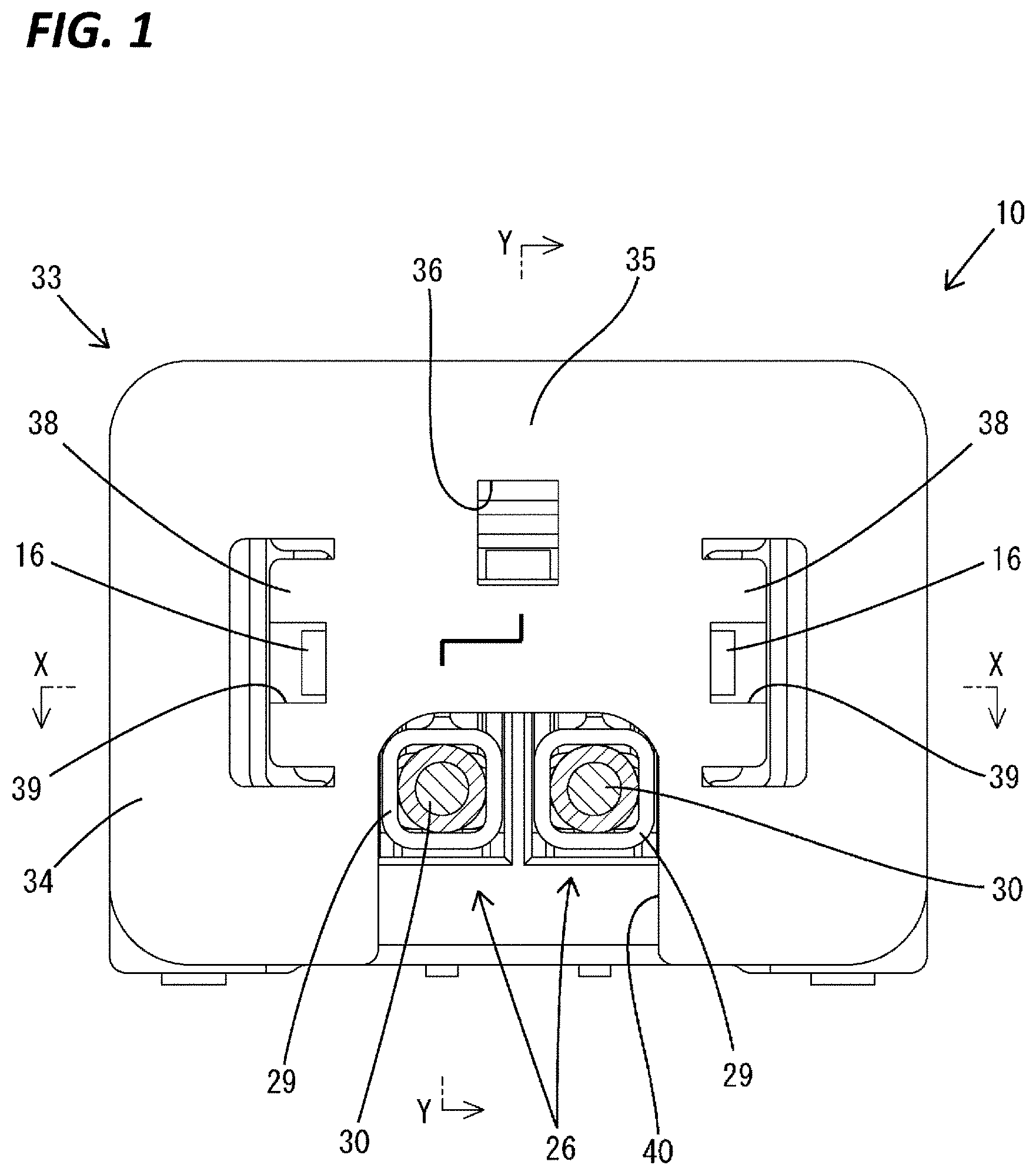 Patent US11784431 — Connector with terminal fitting and lock arm — Figure 1