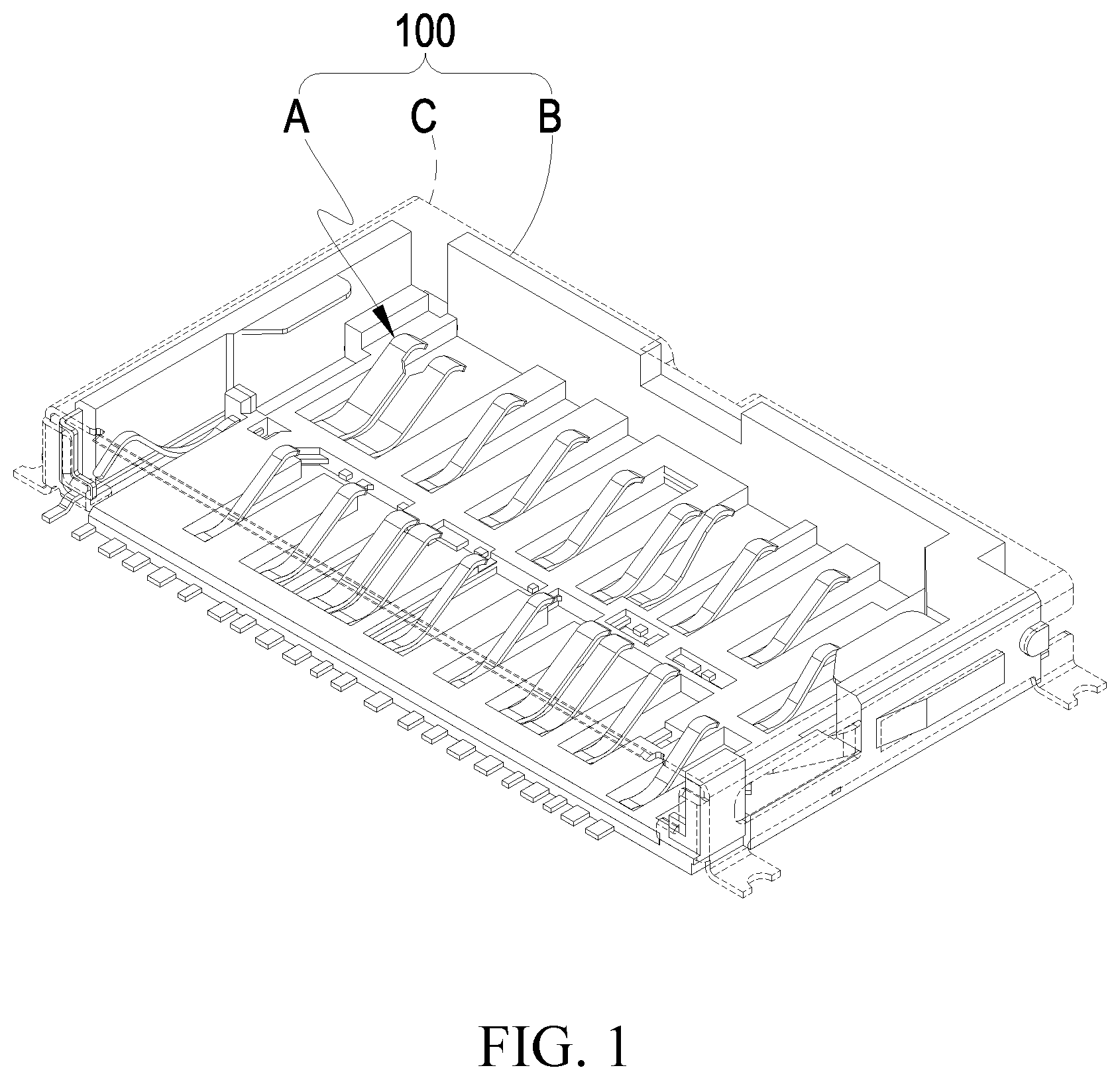 Patent US11784437 — Card connector — Figure 1