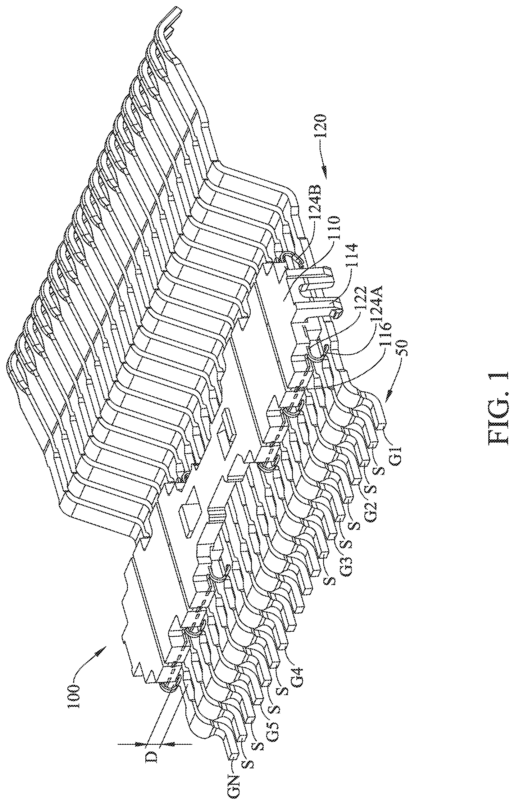 Patent US11784441 Figure 1 – Conductive assembly, terminal assembly structure of connector and connector structure