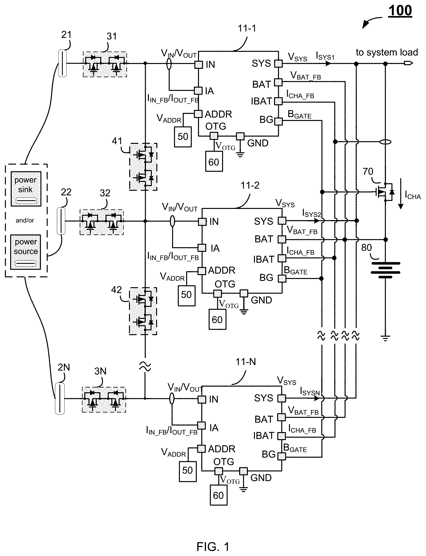 Patent US11784499 — Multi-port battery charge and discharge system — Figure 1