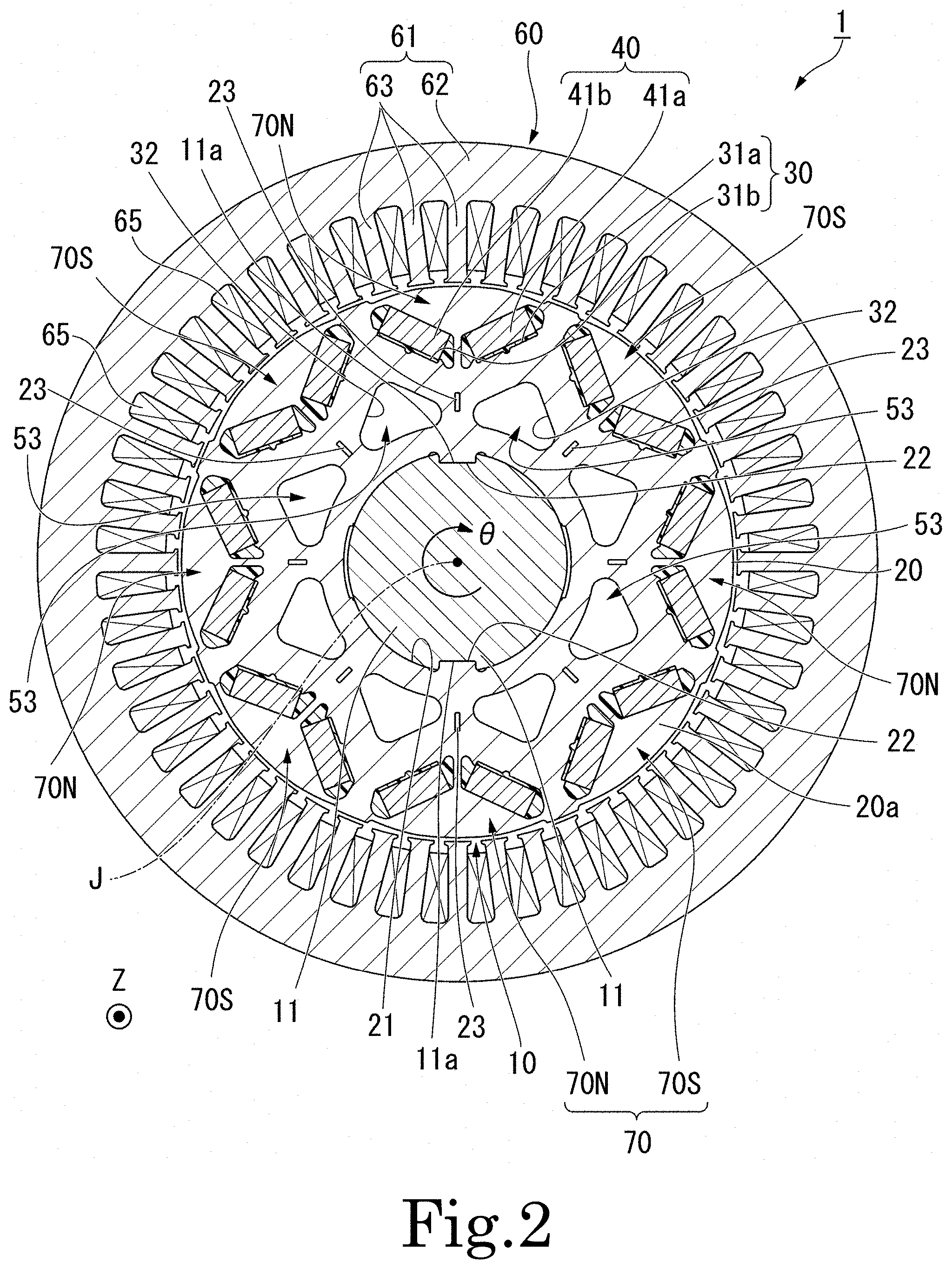 Patent US11784524 Figure 2 – Rotor and rotary electric machine