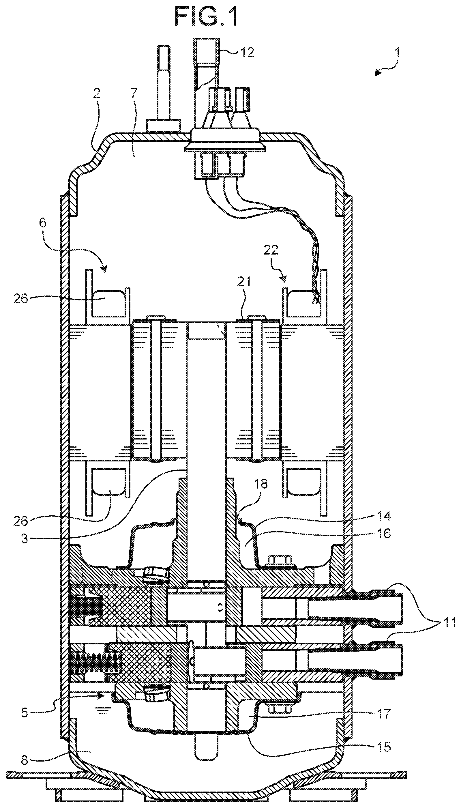 Patent US11784525 — Compressor — Figure 1