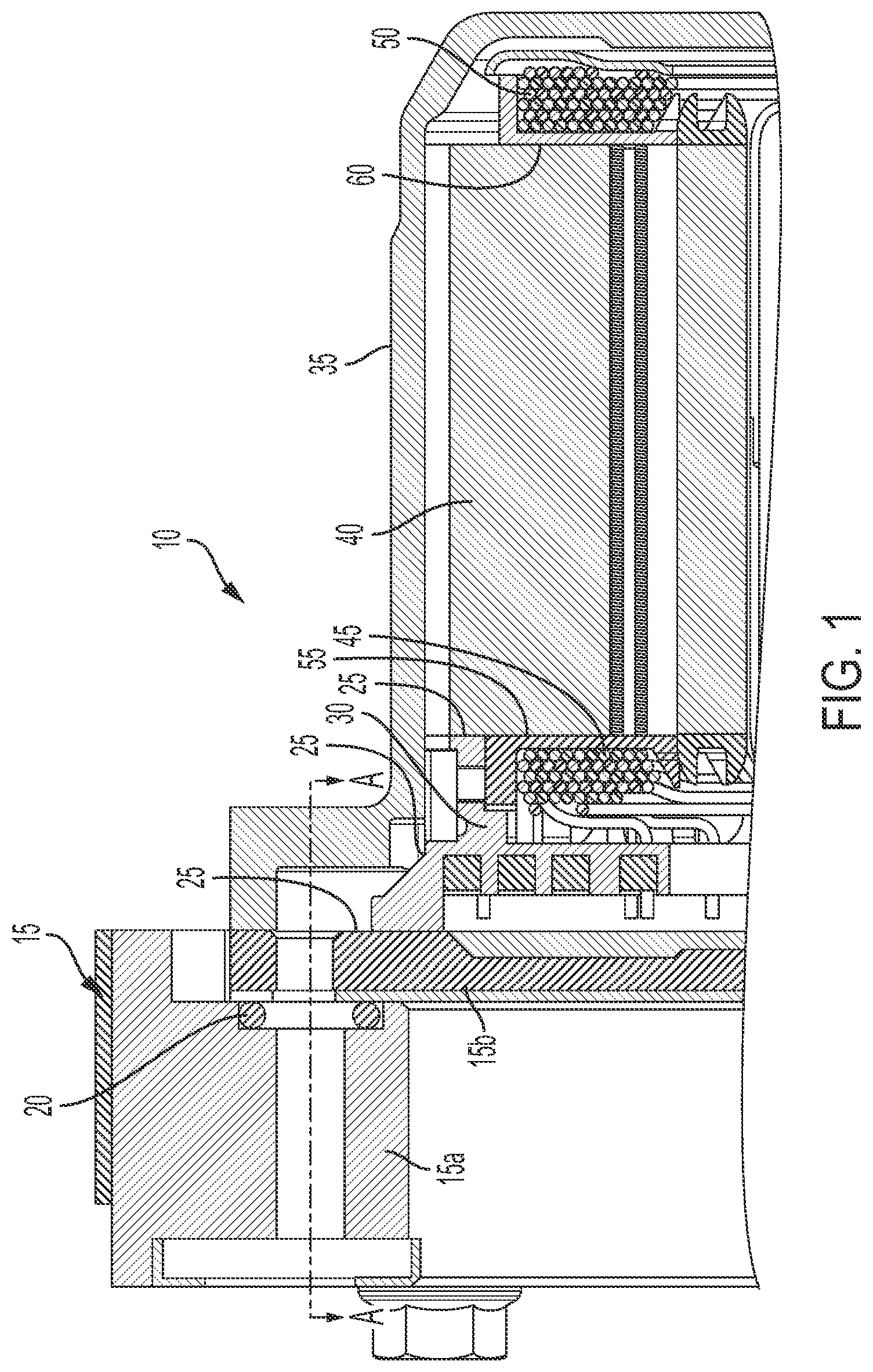 Patent US11784526 Figure 1 – Cooling system for electric motor busbar, stator and coils