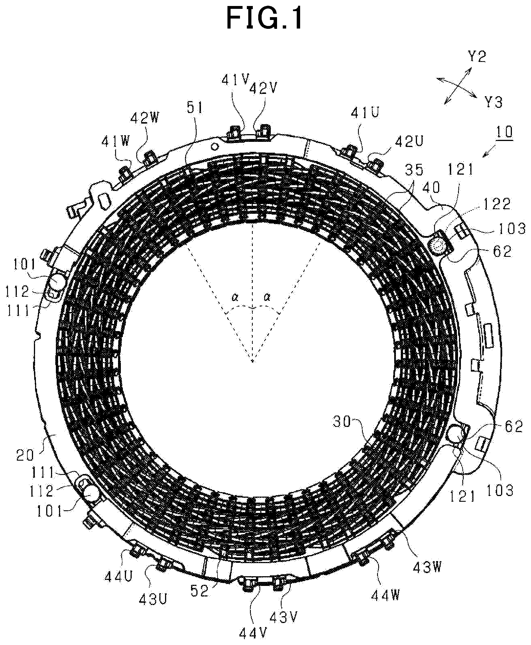 Patent US11784530 — Rotating electric machine and armature — Figure 1