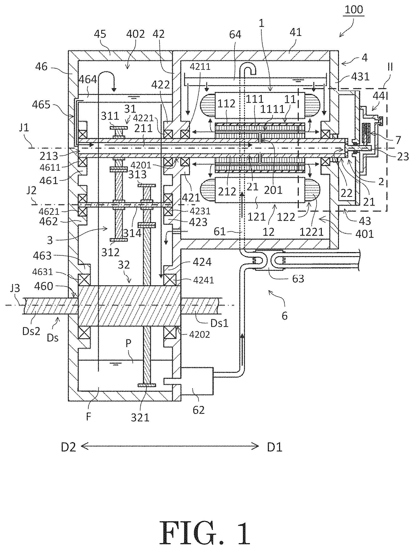 Patent US11784531 — Motor having an electrical discharging device and cover member — Figure 1