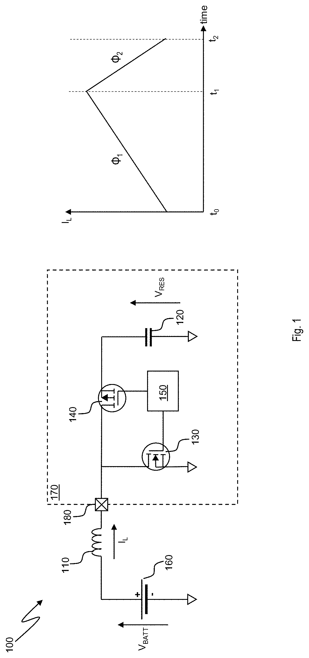 Patent US11784565 Figure 1 – Control circuitry for controlling a current through an inductor of a power converter