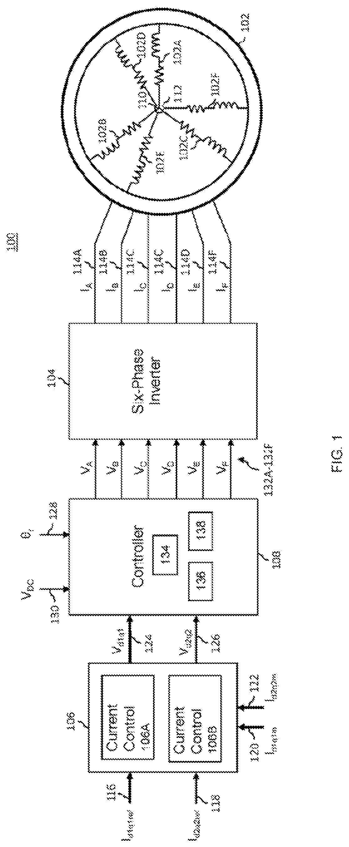 Patent US11784596 — Flexible control for a six-phase machine — Figure 1