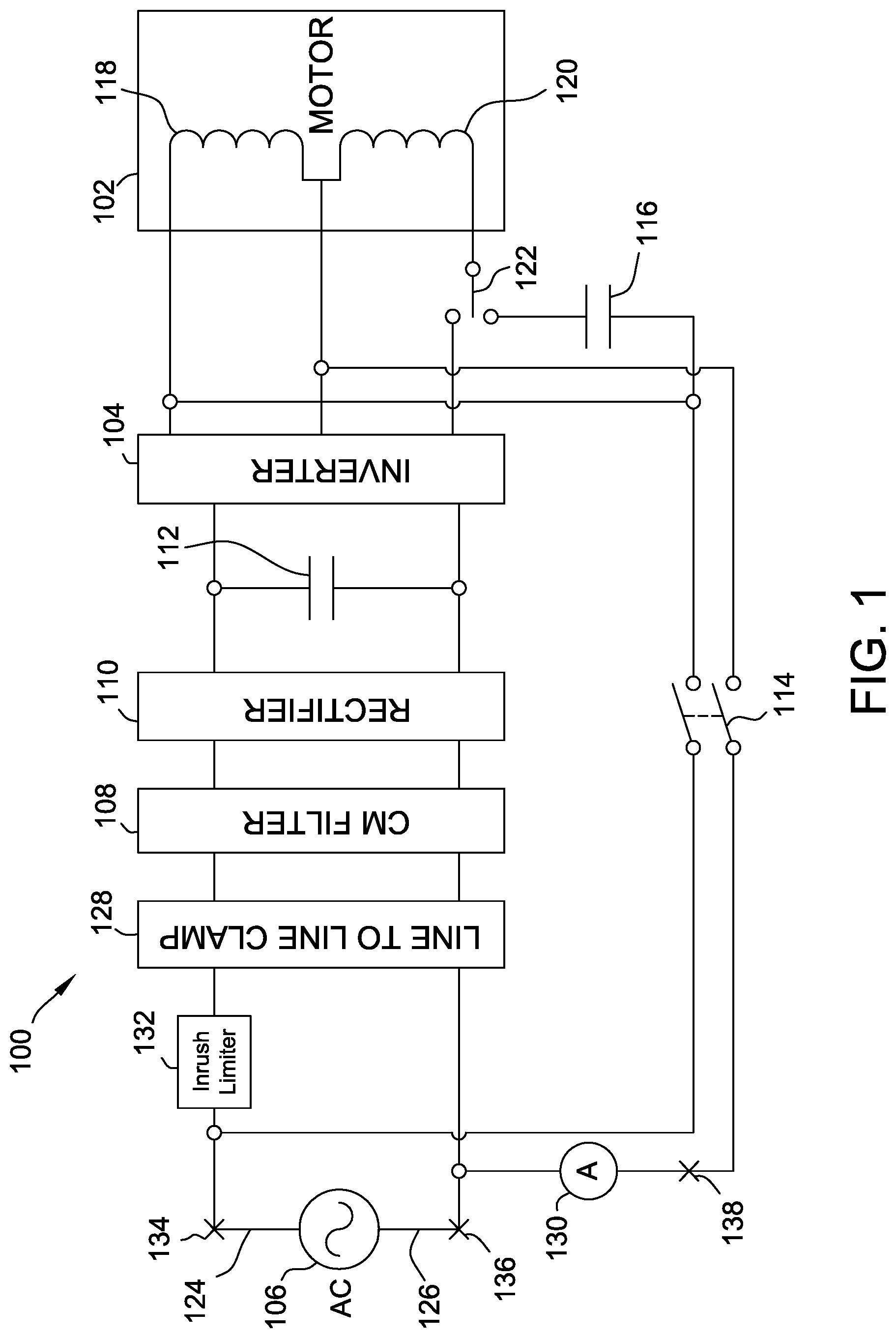 Patent US11784602 — Systems and methods for hybrid drive control for an electric motor — Figure 1