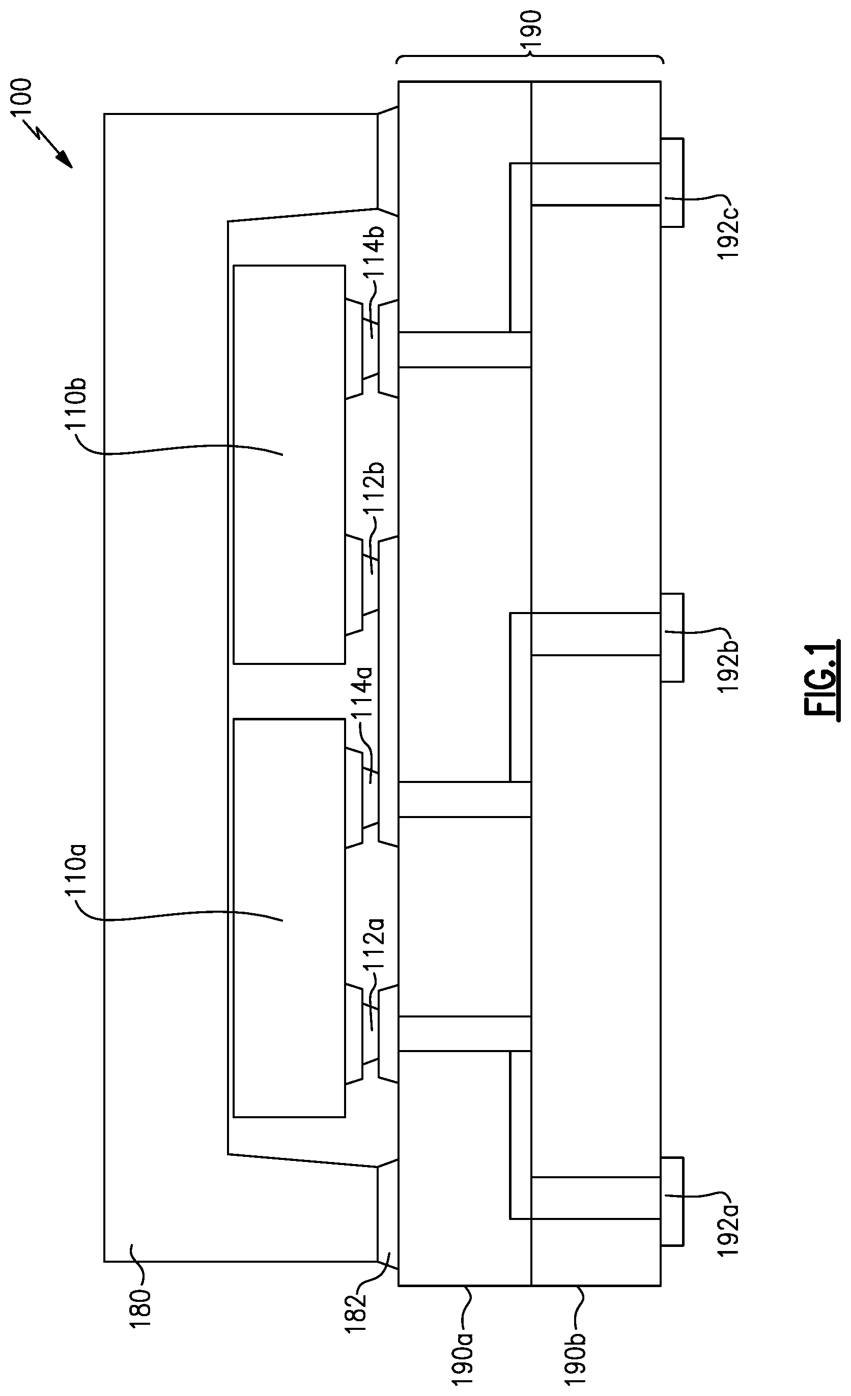 Patent US11784634 — Method for forming multiple bulk acoustic wave filters on shared die — Figure 1