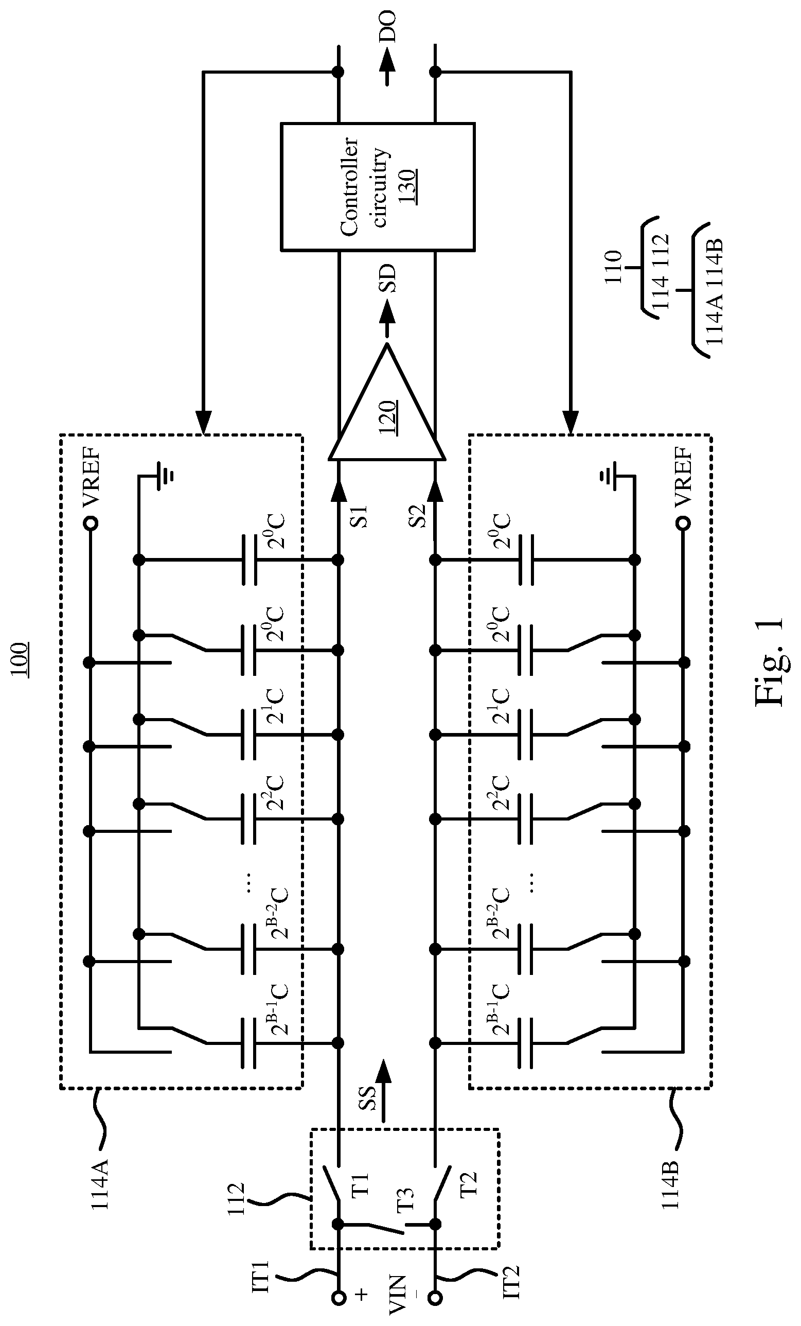 Patent US11784658 Figure 1 – Successive approximation register analog to digital converter and signal conversion method