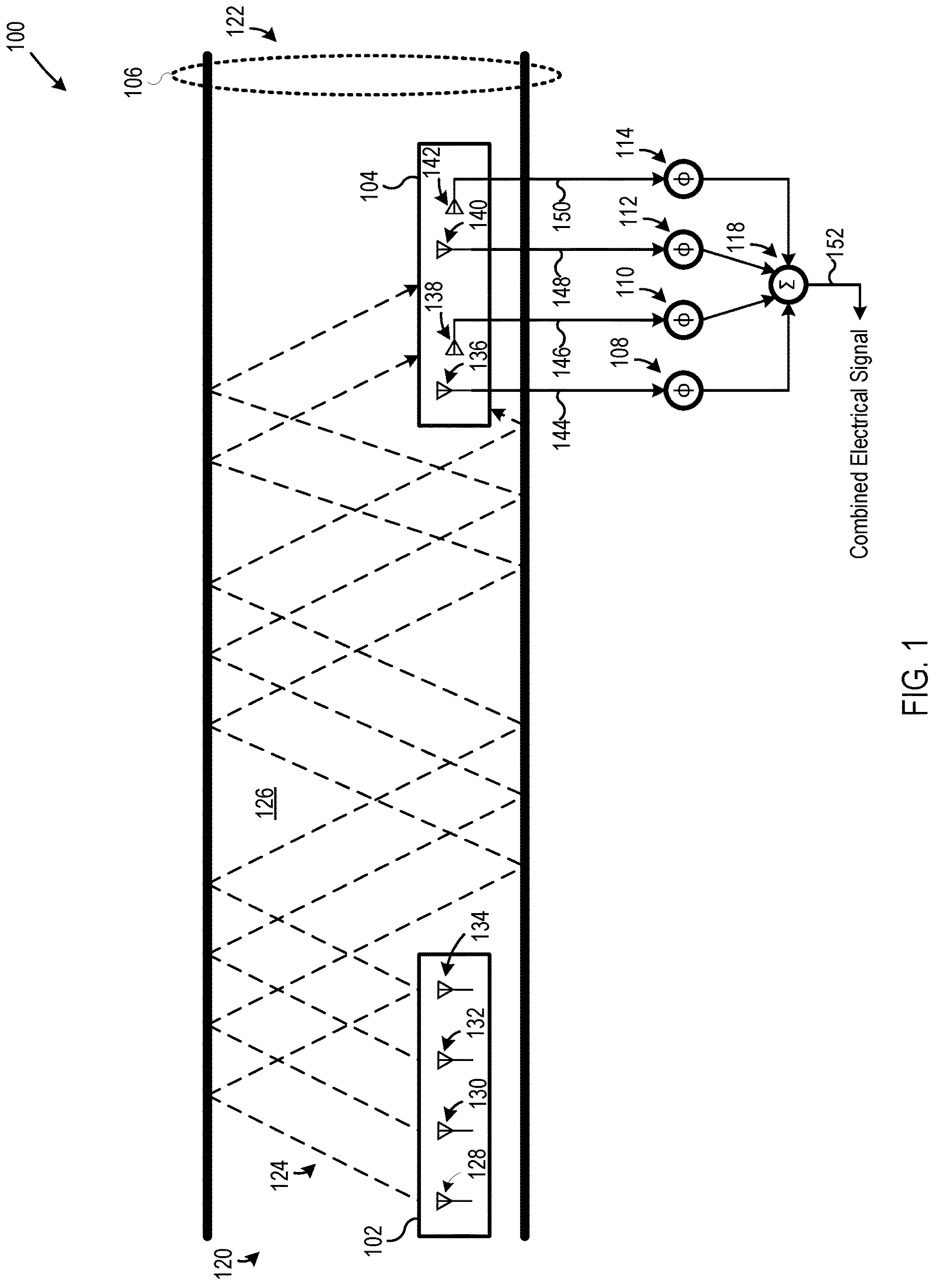 Patent US11784688 — Methods and systems for wireless communication in a reflective environment — Figure 1