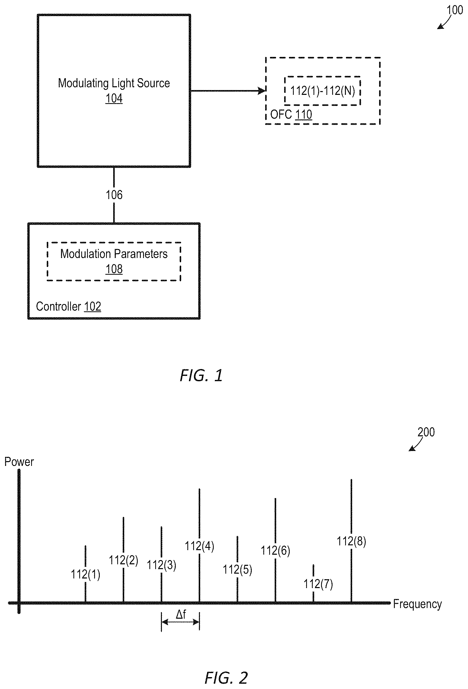 Patent US11784719 — Systems and methods for tuning a power characteristic of an optical frequency comb — Figure 1