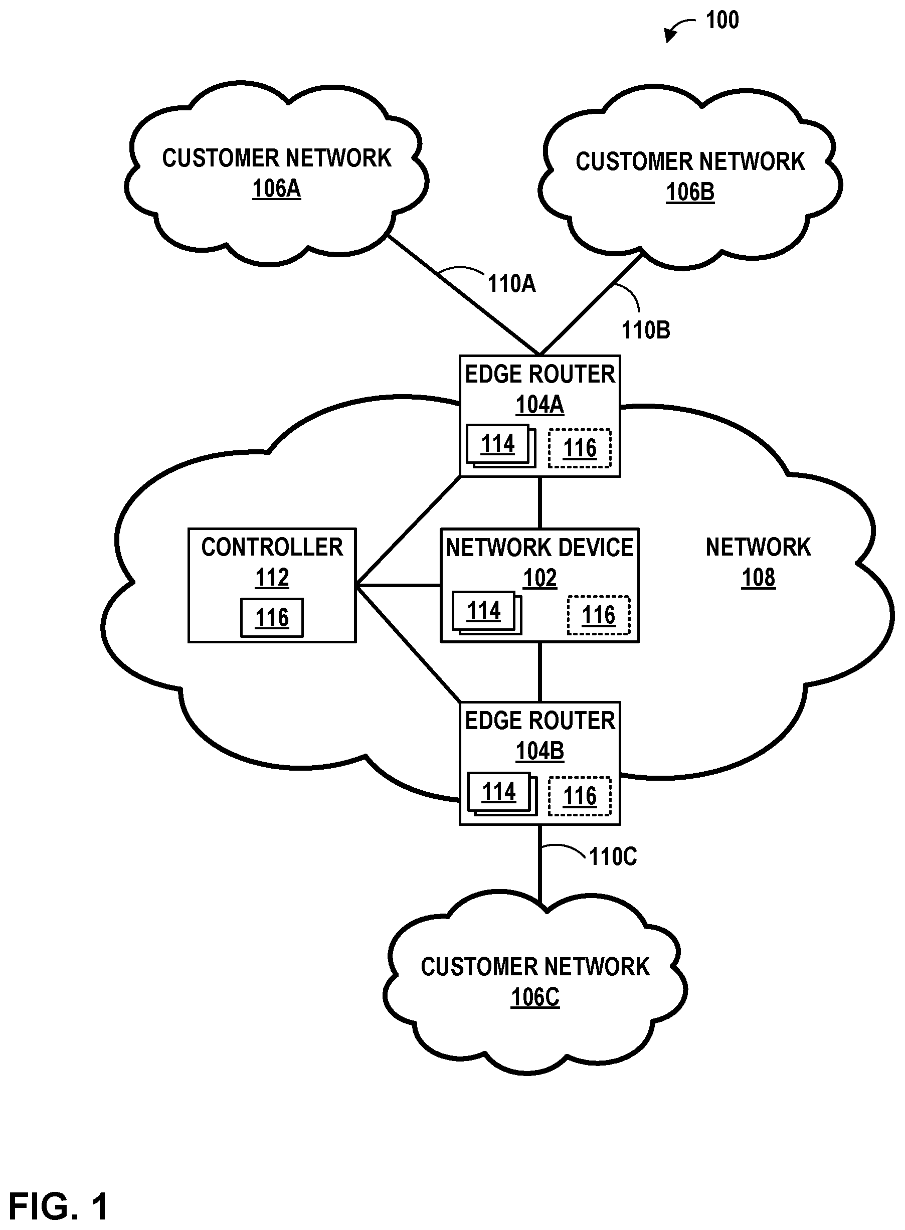Patent US11784937 — Dropped packet detection and classification for networked devices — Figure 1