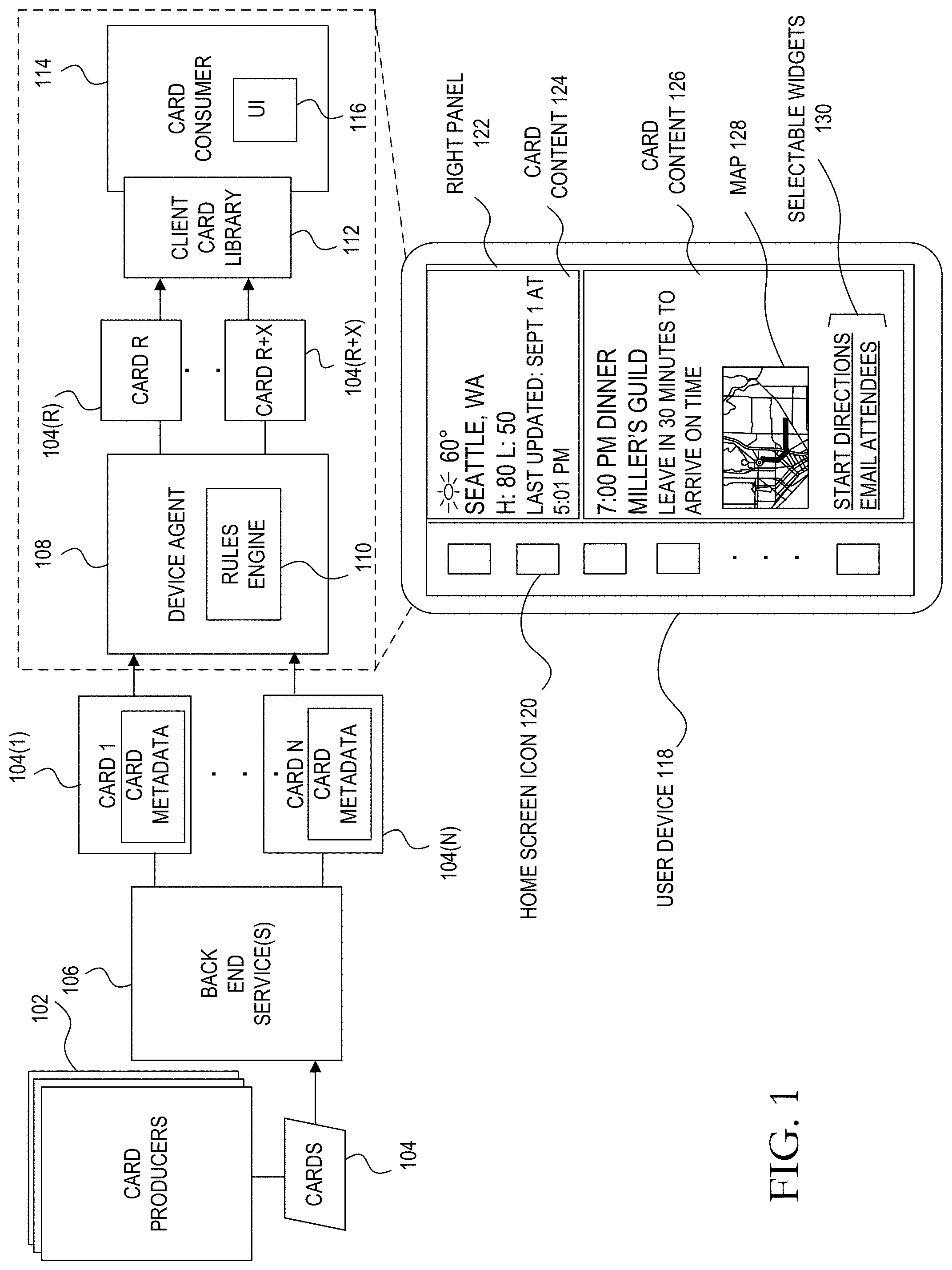 Patent US11784951 — Determining contextually relevant application templates associated with electronic message content — Figure 1