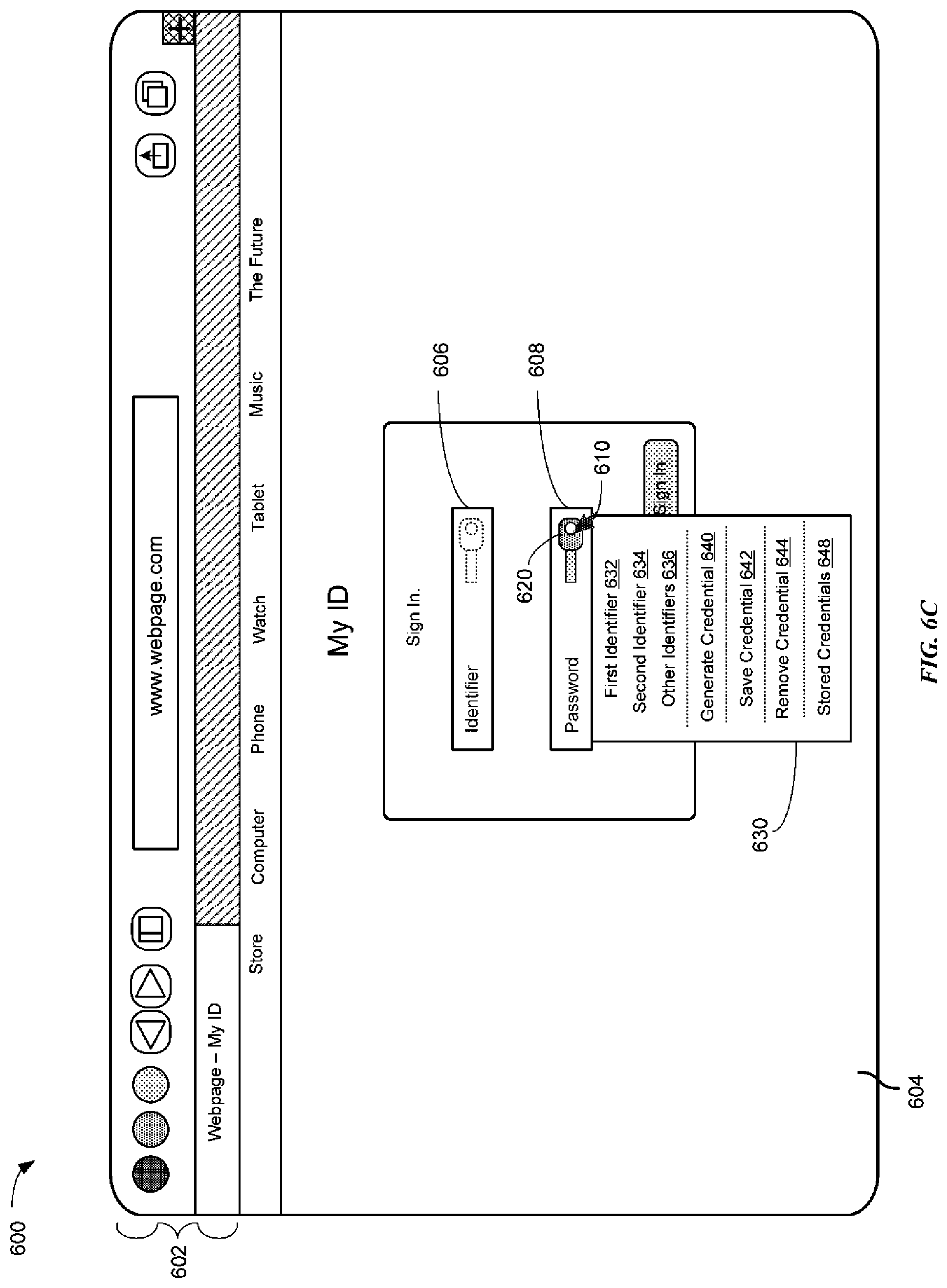 Patent US11784992 Figure 11 – Credential entry and management