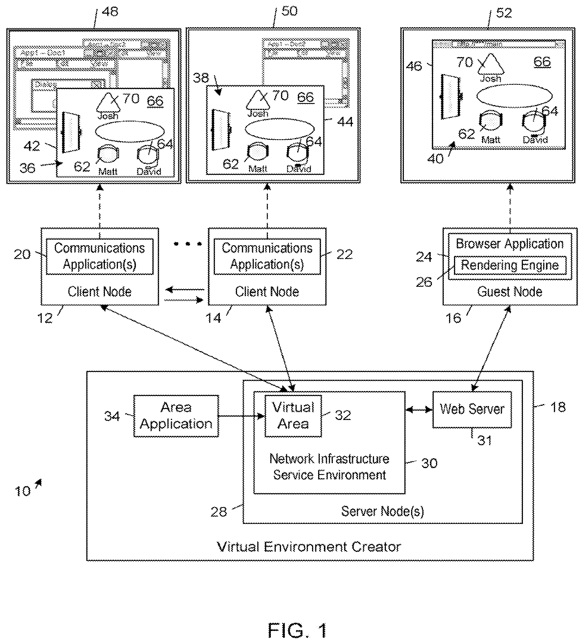 Patent US11785056 — Web browser interface for spatial communication environments — Figure 1