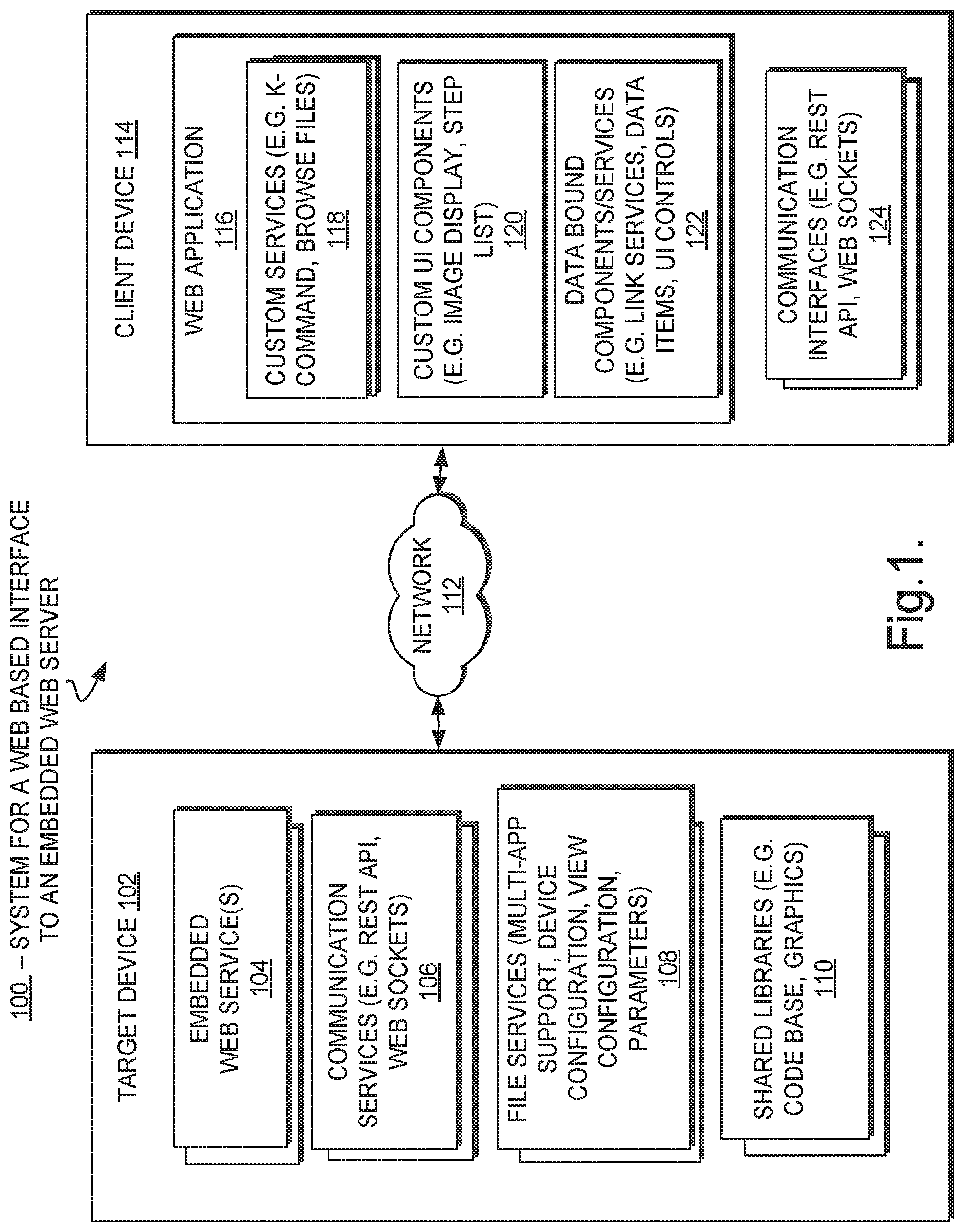 Patent US11785071 — Web enabled interface for an embedded server — Figure 1
