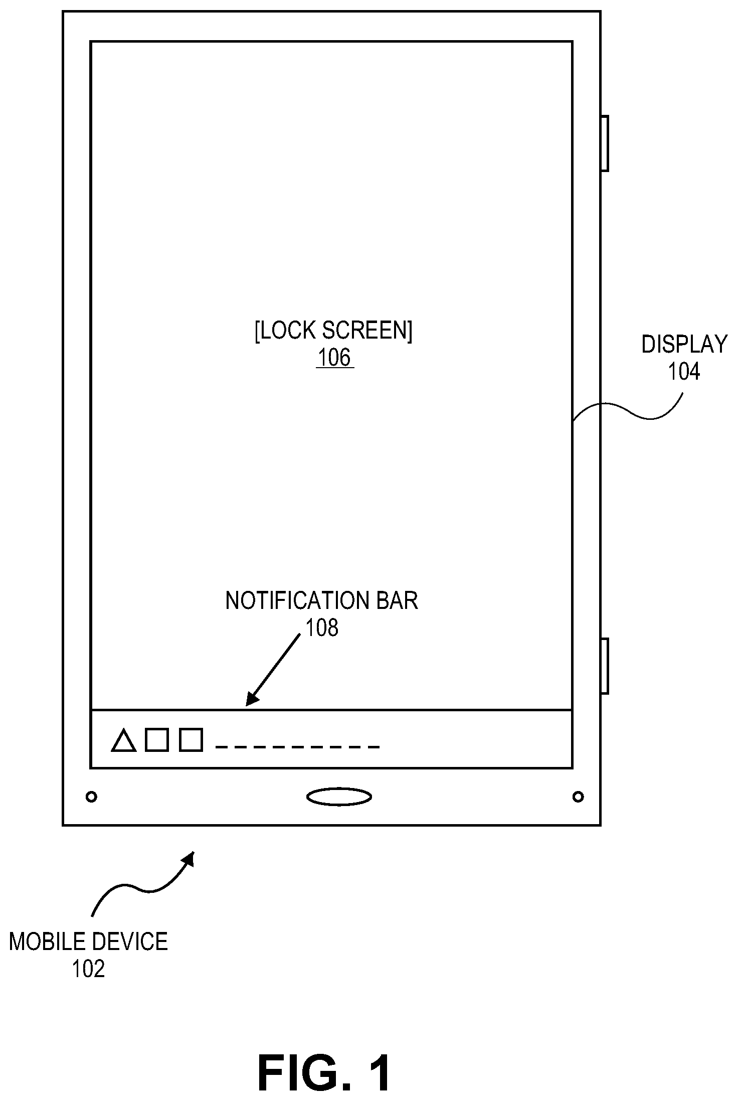 Patent US11785074 — Extending mobile applications to the lock screen of a mobile device — Figure 1