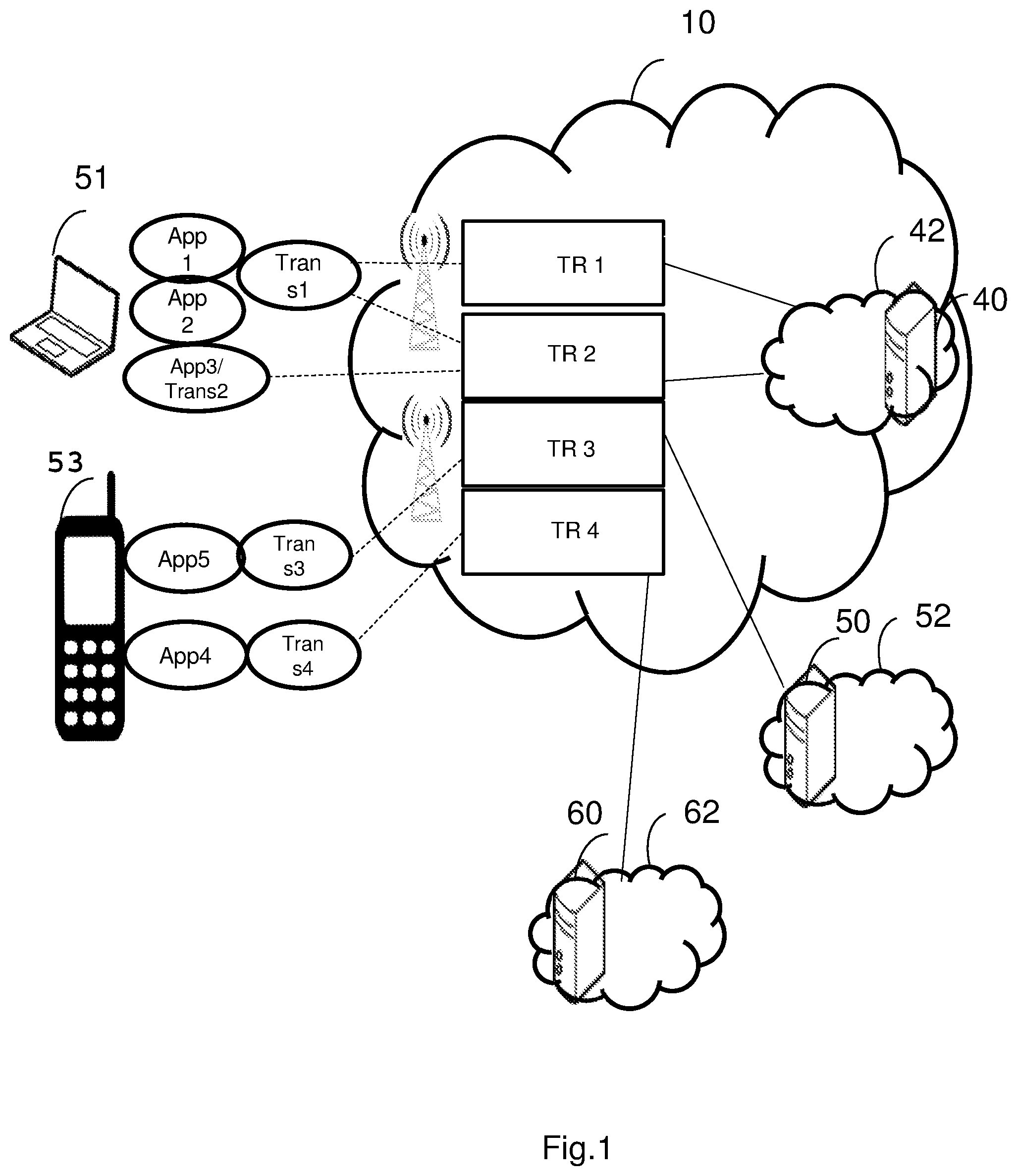 Patent US11785095 — Method for routing data of a session initialized between a terminal and a server — Figure 1