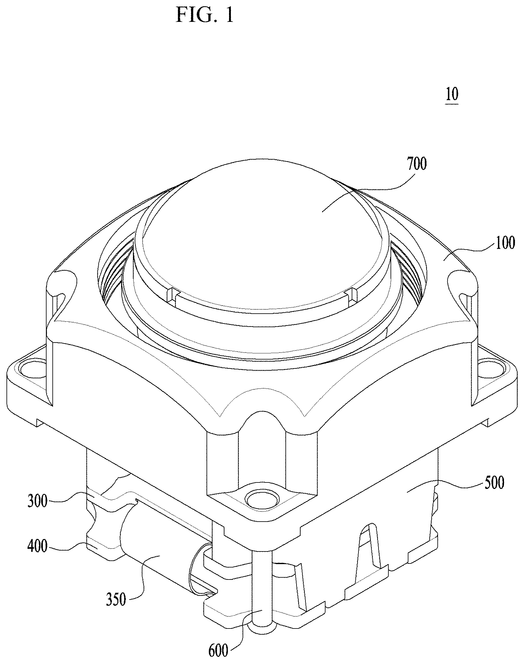 Patent US11785318 Figure 1 – Camera module including a housing with an adhesion surface