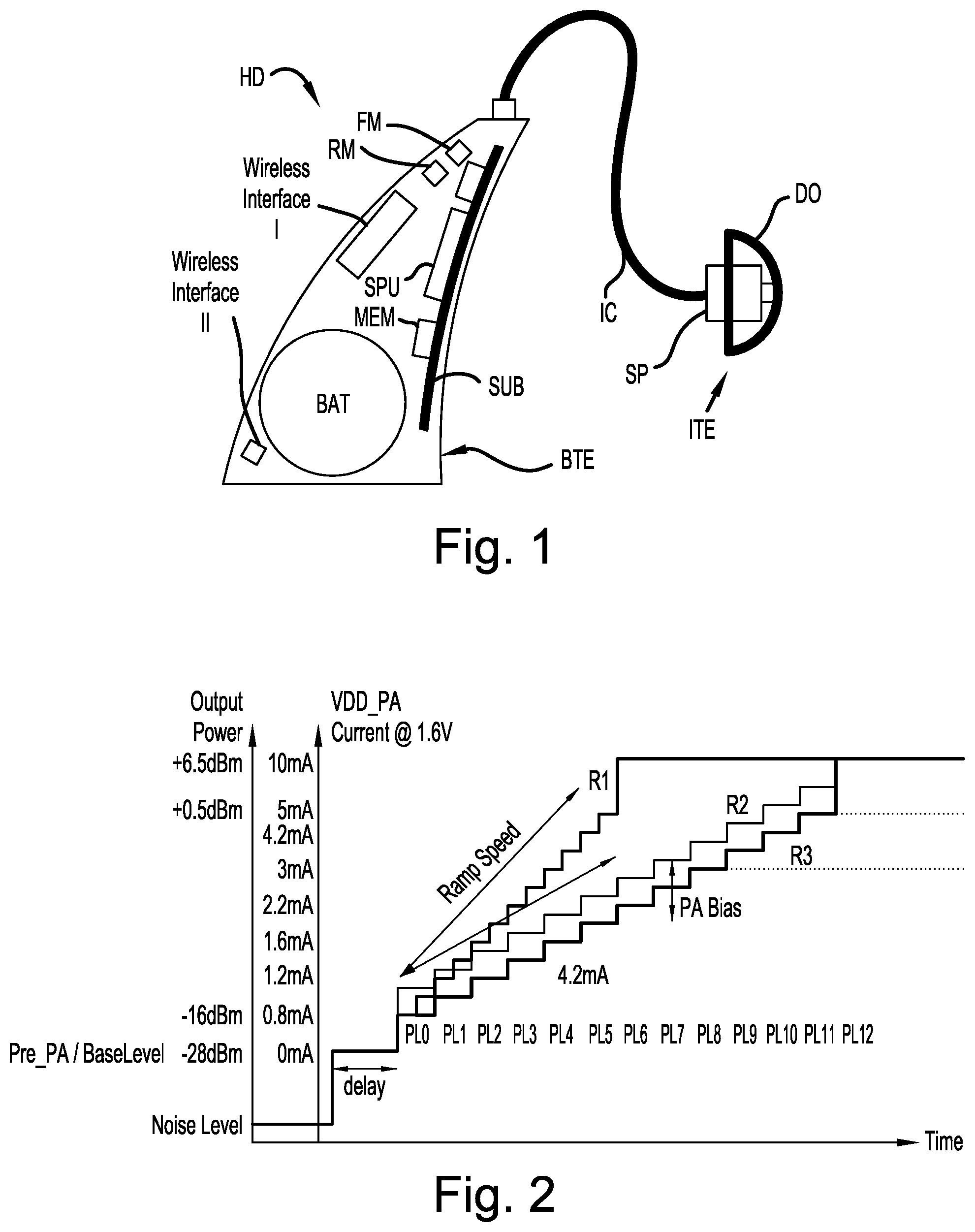Patent US11785398 — Hearing aid with transmission power adaptation — Figure 1