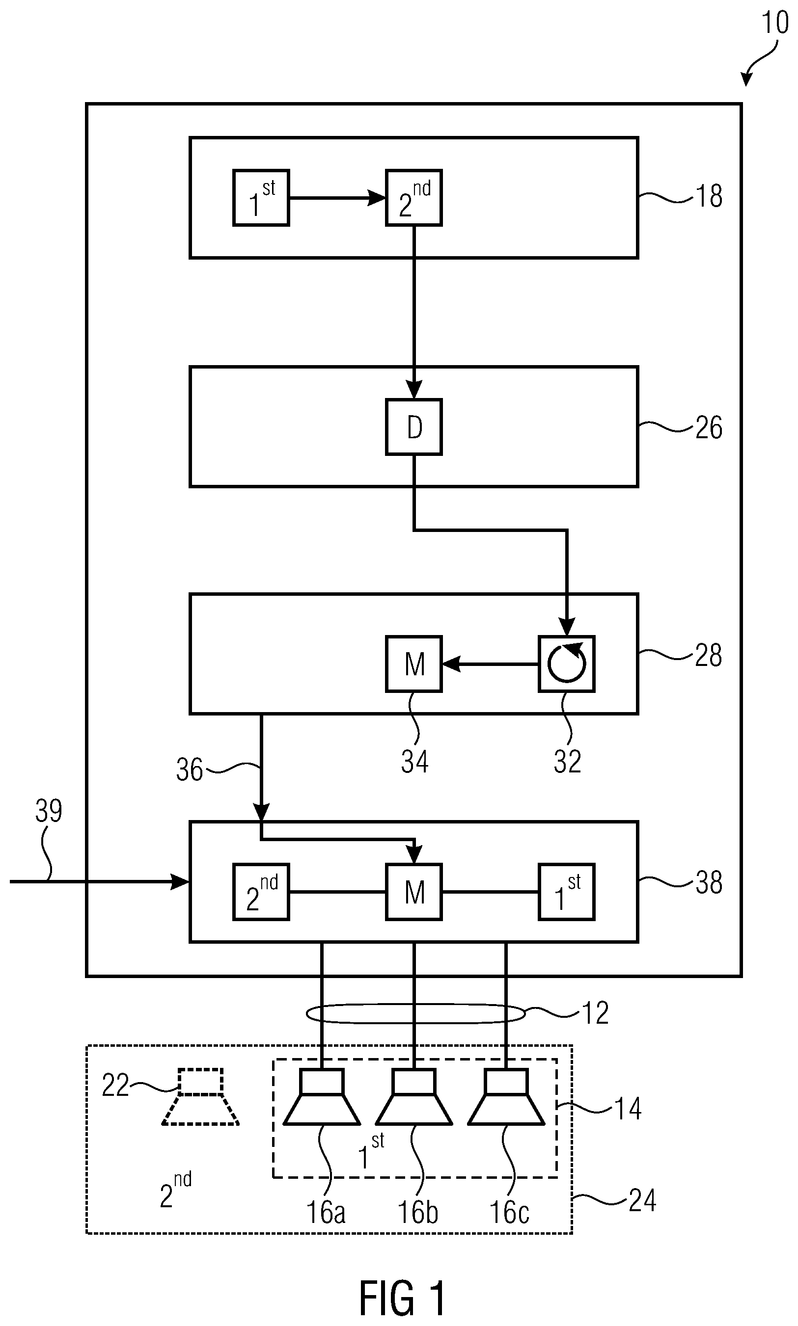 Patent US11785414 — Apparatus and method for generating a plurality of audio channels — Figure 1