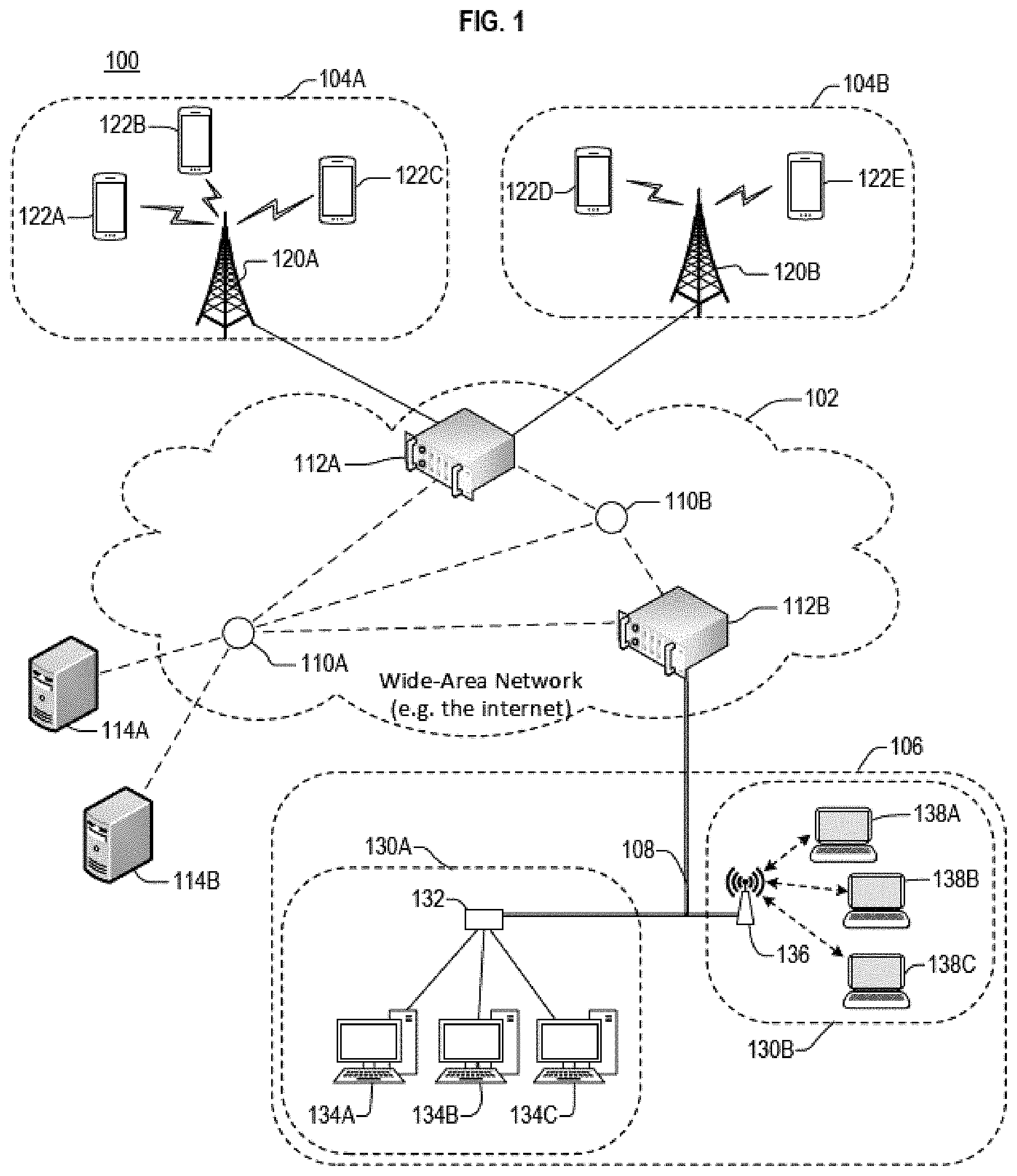 Patent US11785442 — Data transport network protocol based on real time transport network congestion conditions — Figure 1