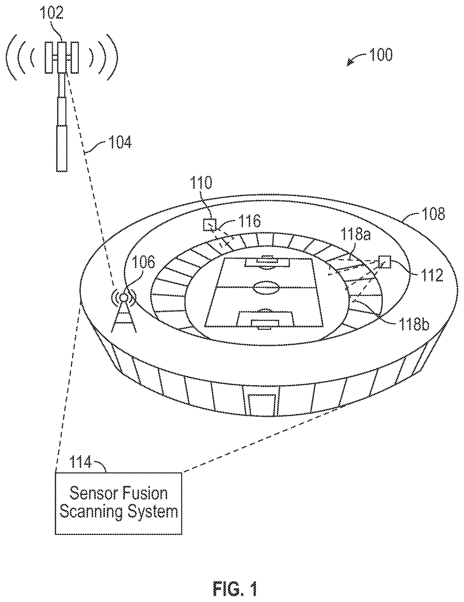 Patent US11785476 — Sensor fusion scanning system and method for wireless network planning — Figure 1