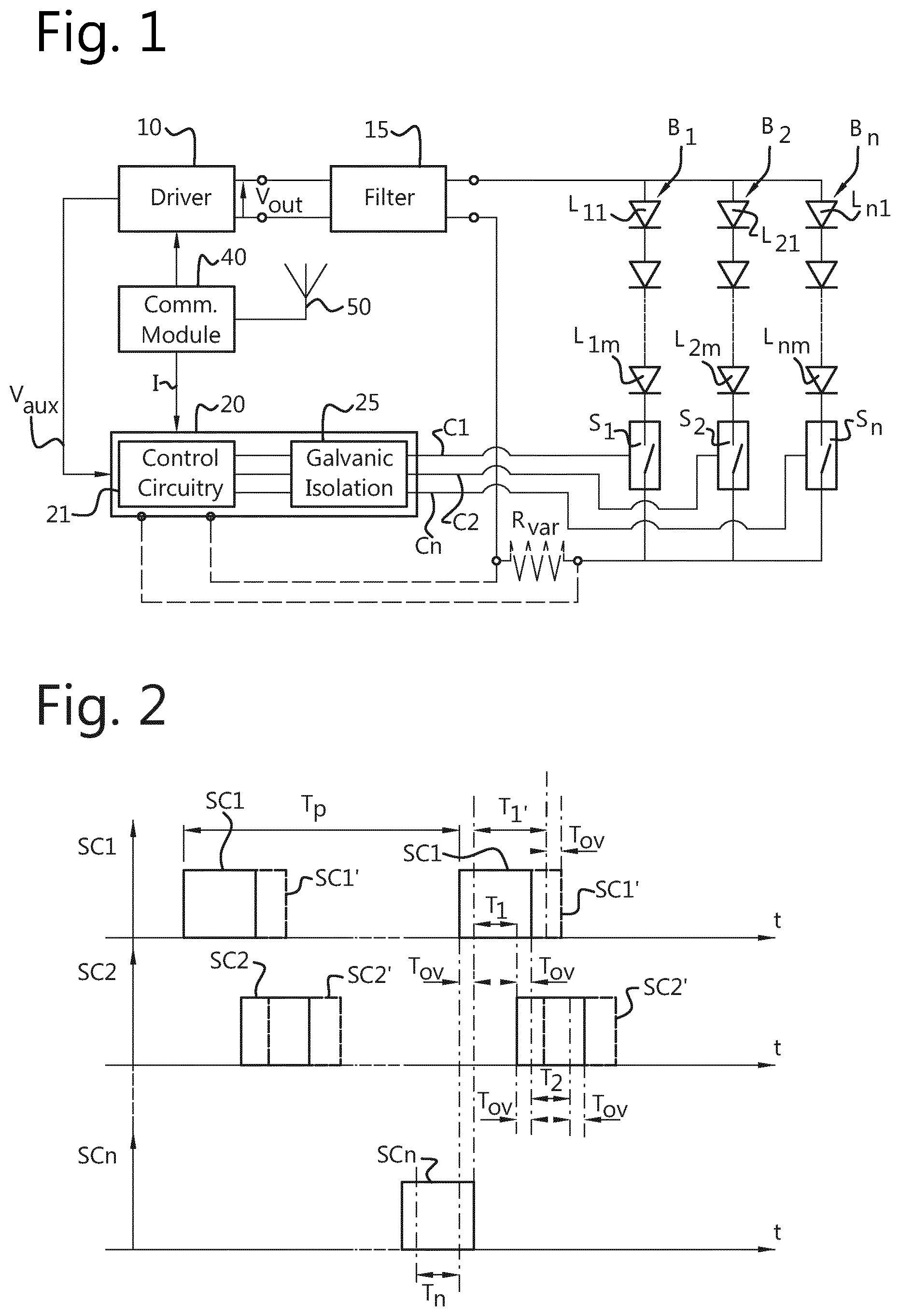 Patent US11785690 — Light system with controllable branches of light elements — Figure 1
