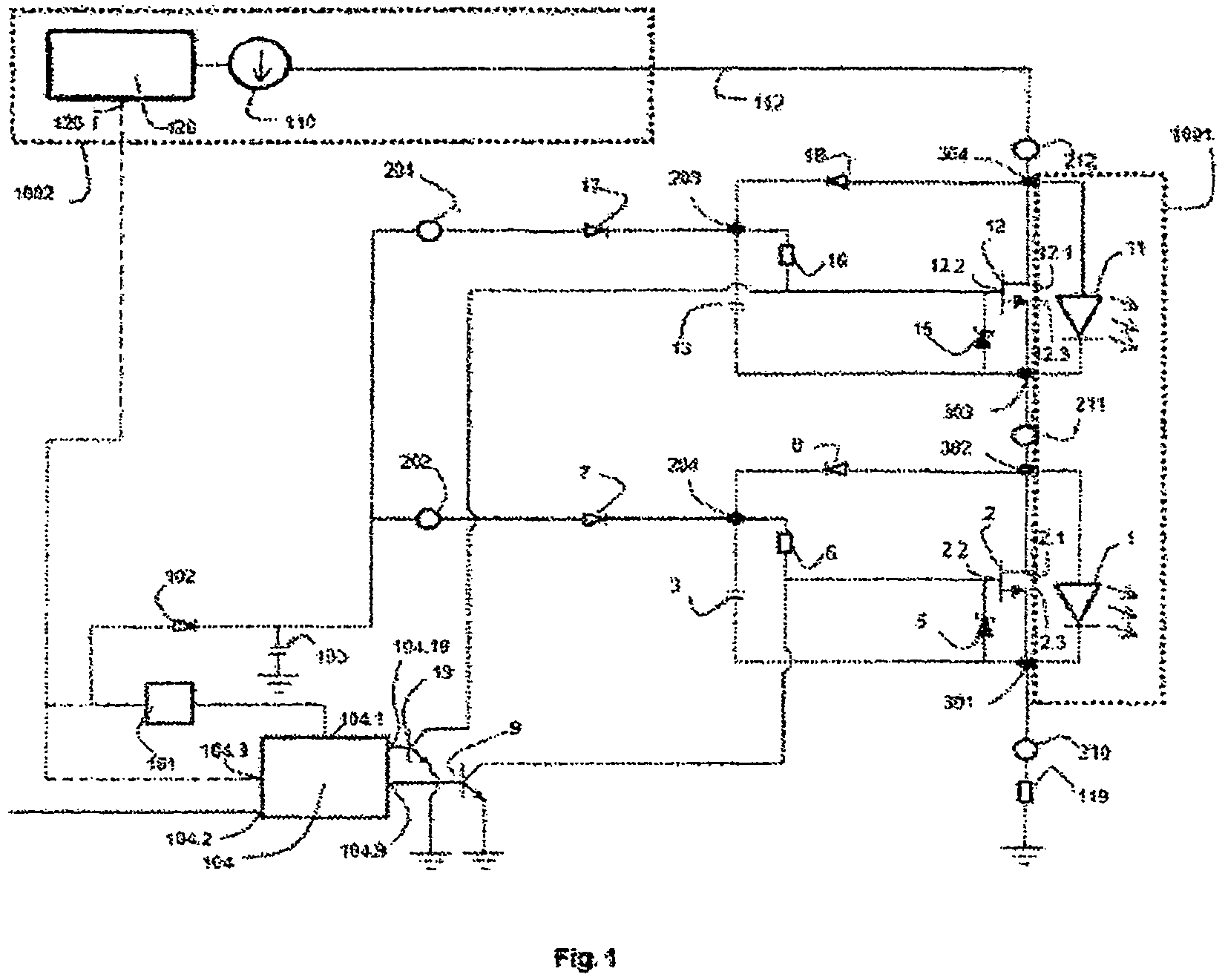 Patent US11785691 — Control circuits and methods for driving at least one LED group — Figure 1