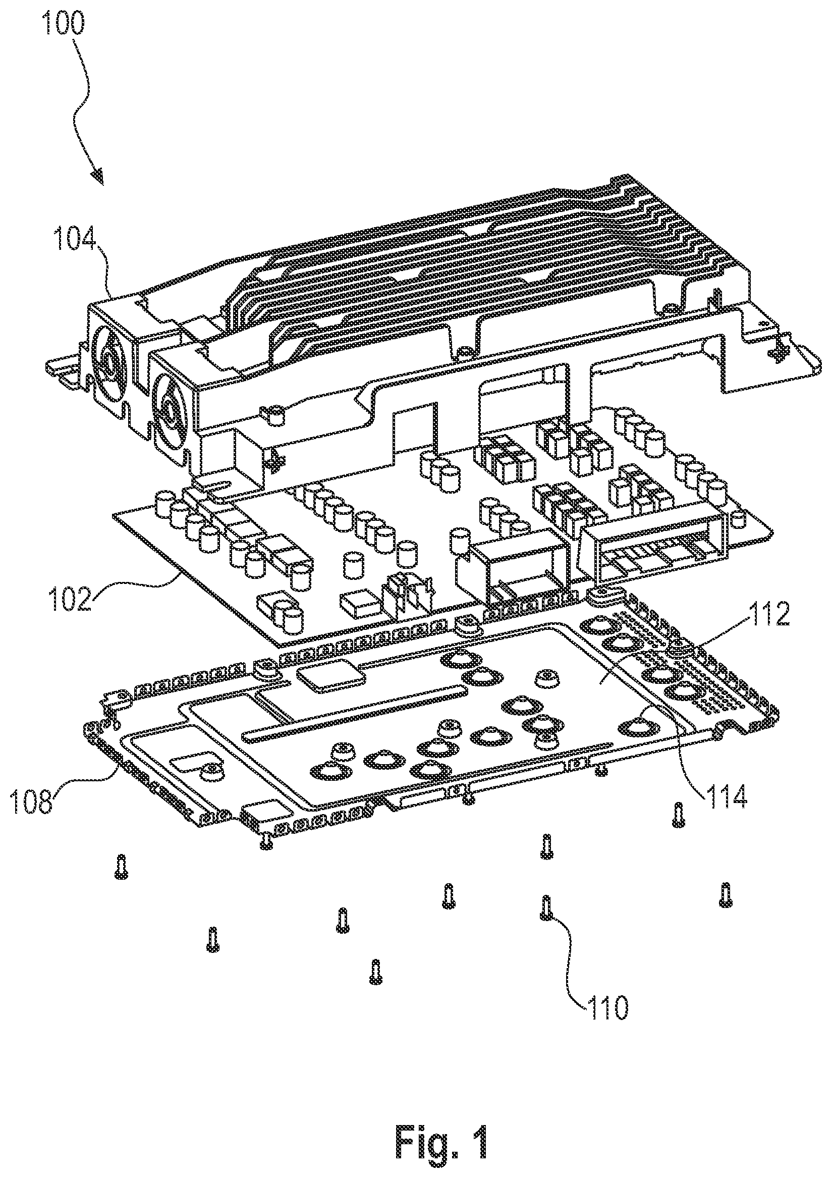 Patent US11785704 — Cover for pressing a printed-circuit board on a heat sink — Figure 1