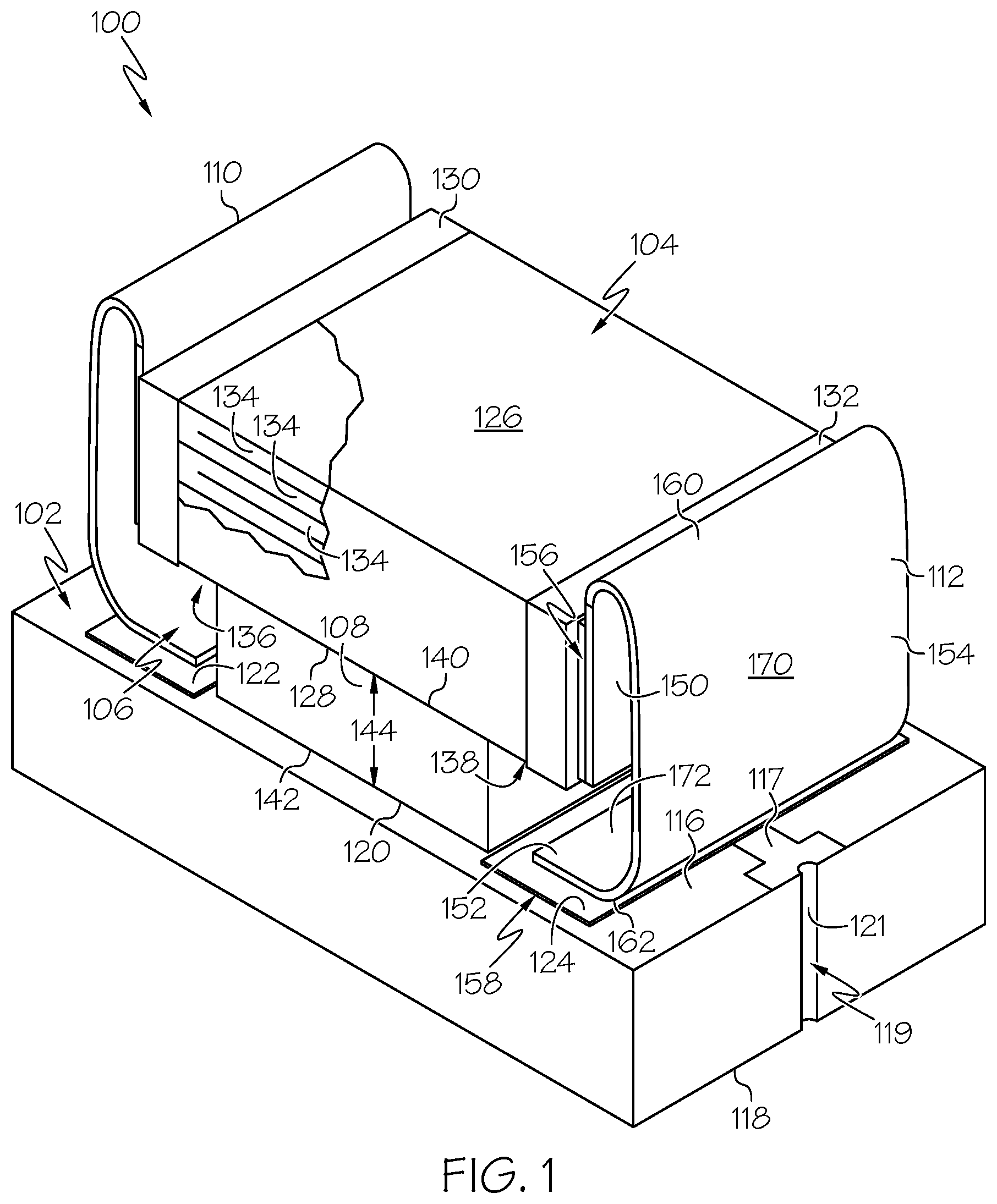 Patent US11785711 — Circuit board assembly with electronic surface mount device and mount arrangement for thermal protection — Figure 1