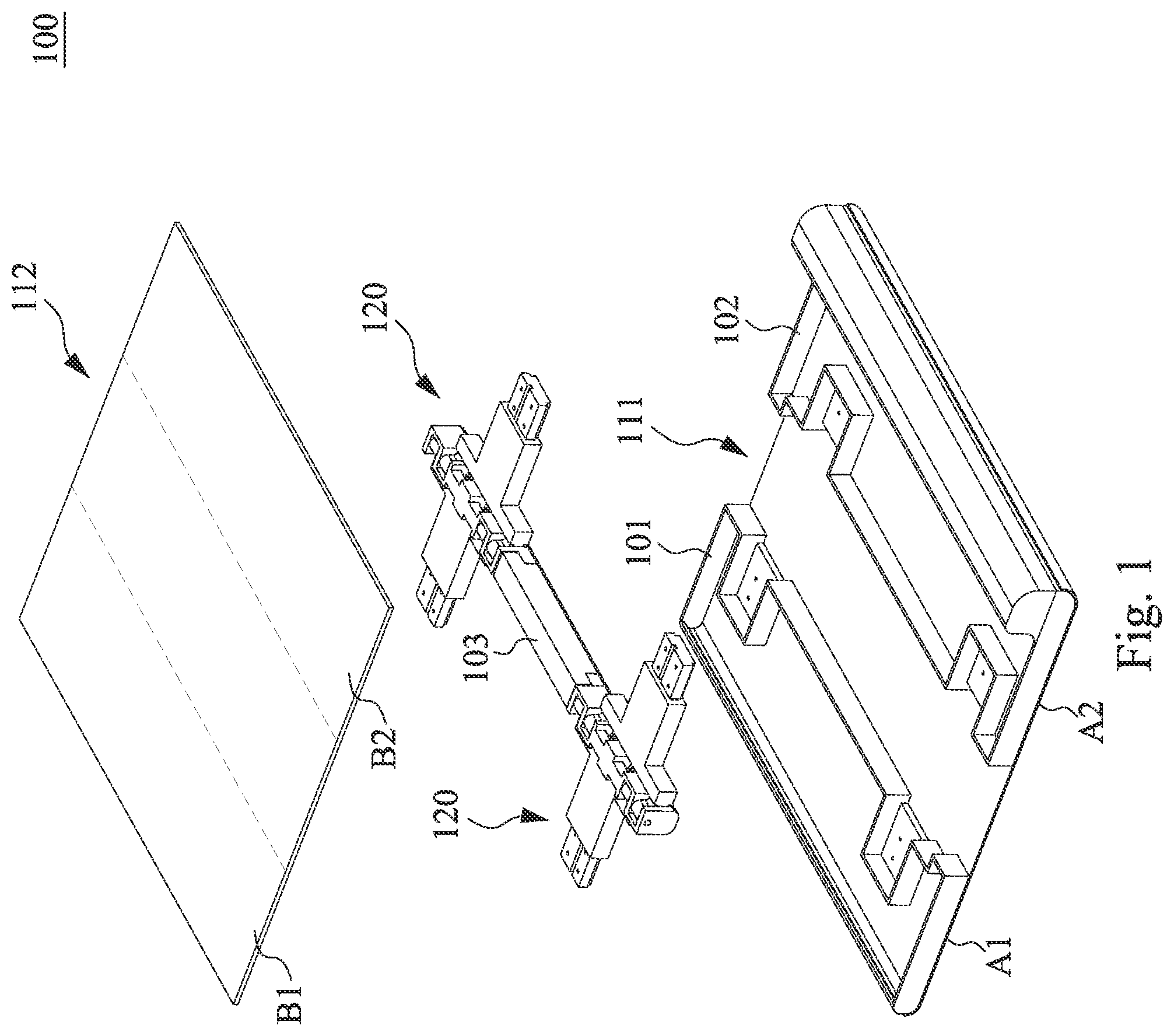 Patent US11785730 — Foldable electronic device including a chain and at least one elastic padding — Figure 1