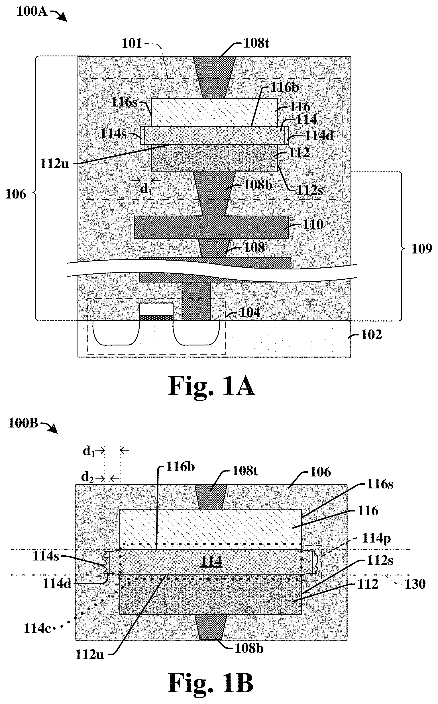 Patent US11785777 — FeRAM MFM structure with selective electrode etch — Figure 1