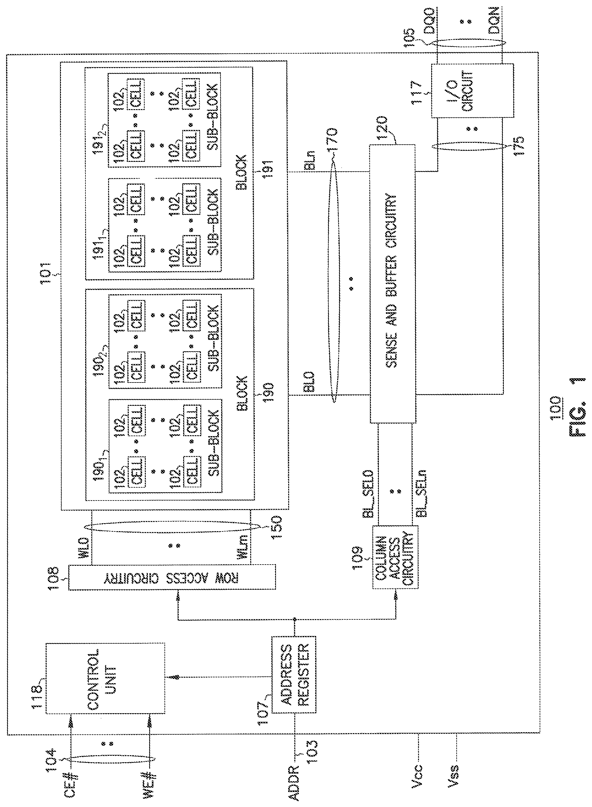 Patent US11785787 — 3D vertical nand memory device including multiple select lines and control lines having different vertical spacing — Figure 1