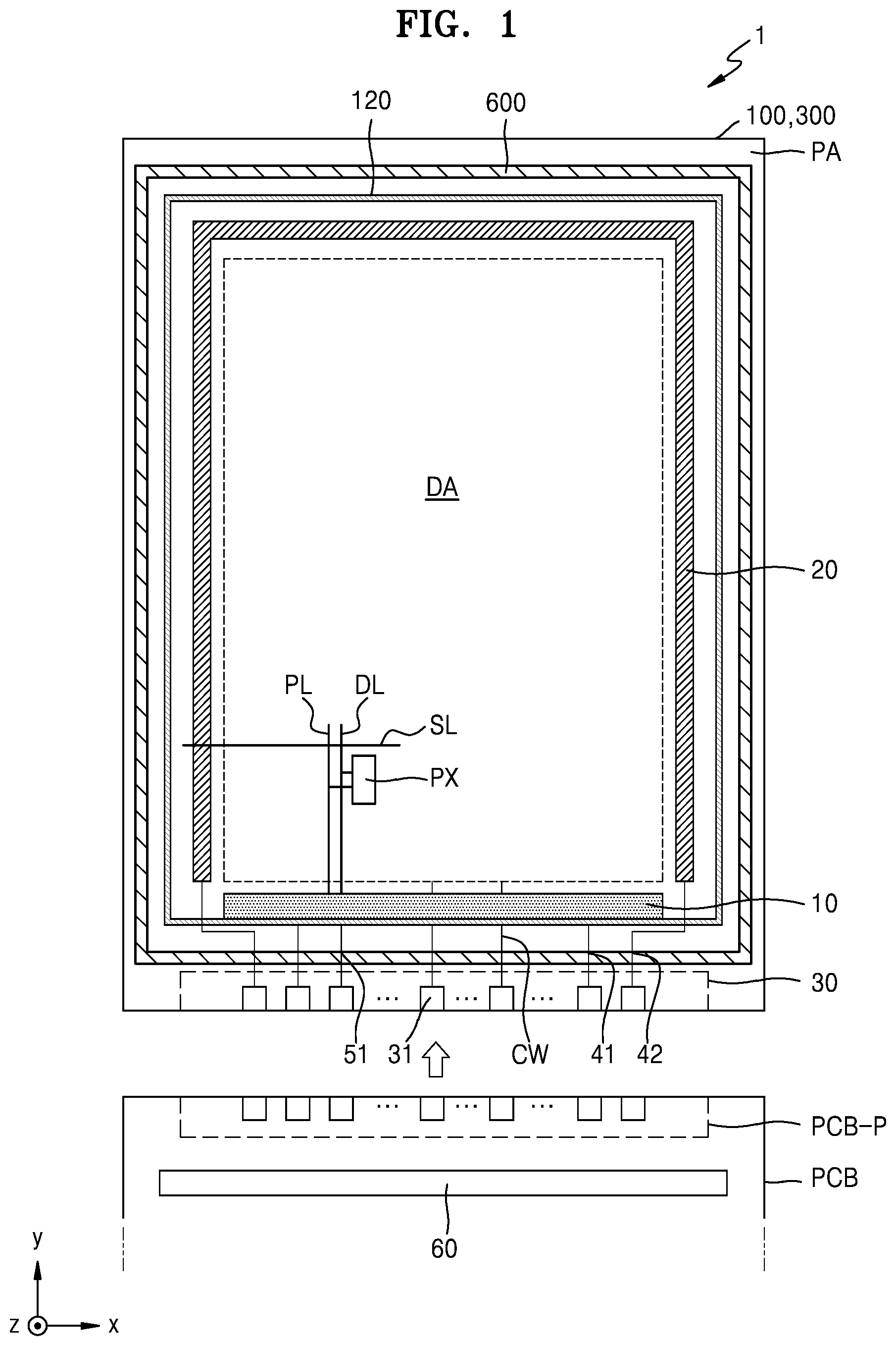 Patent US11785822 — Display apparatus including concave portion — Figure 1
