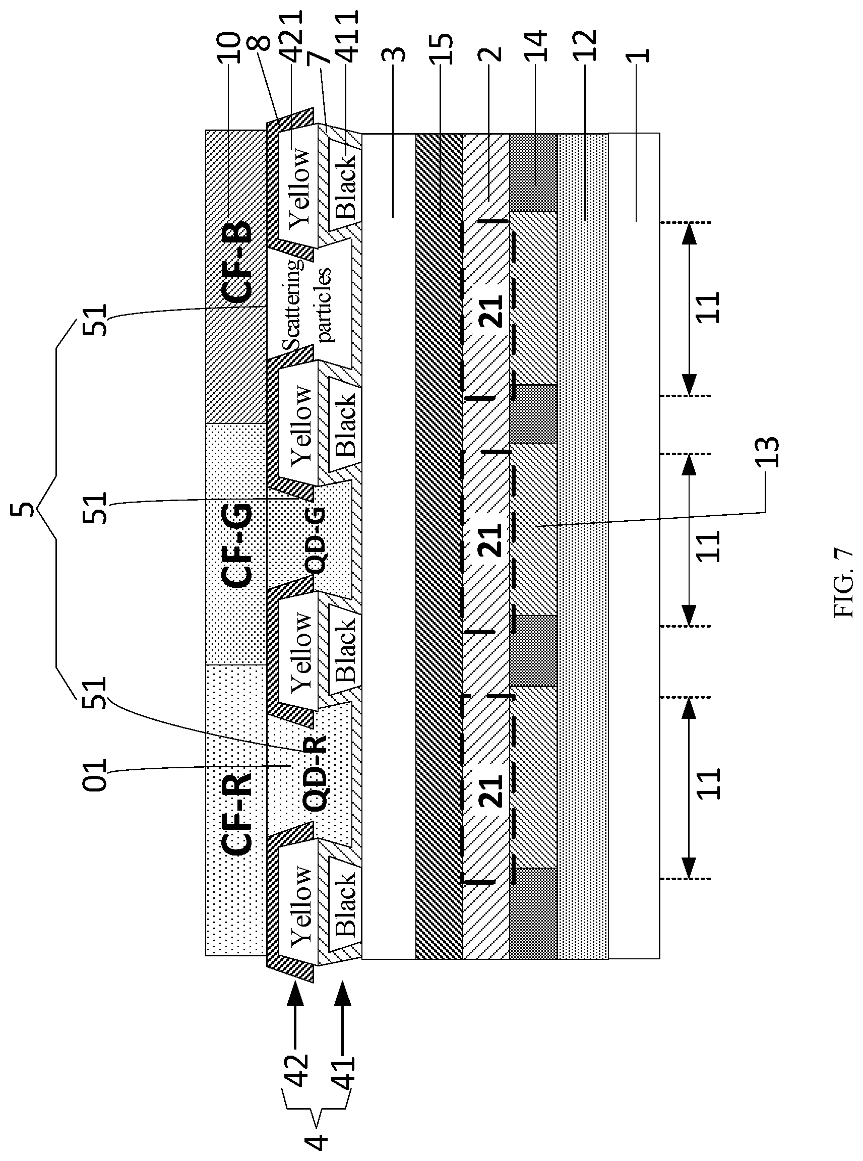 Patent US11785825 Figure 7 – Quantum dot-organic light emitting display panel and display device