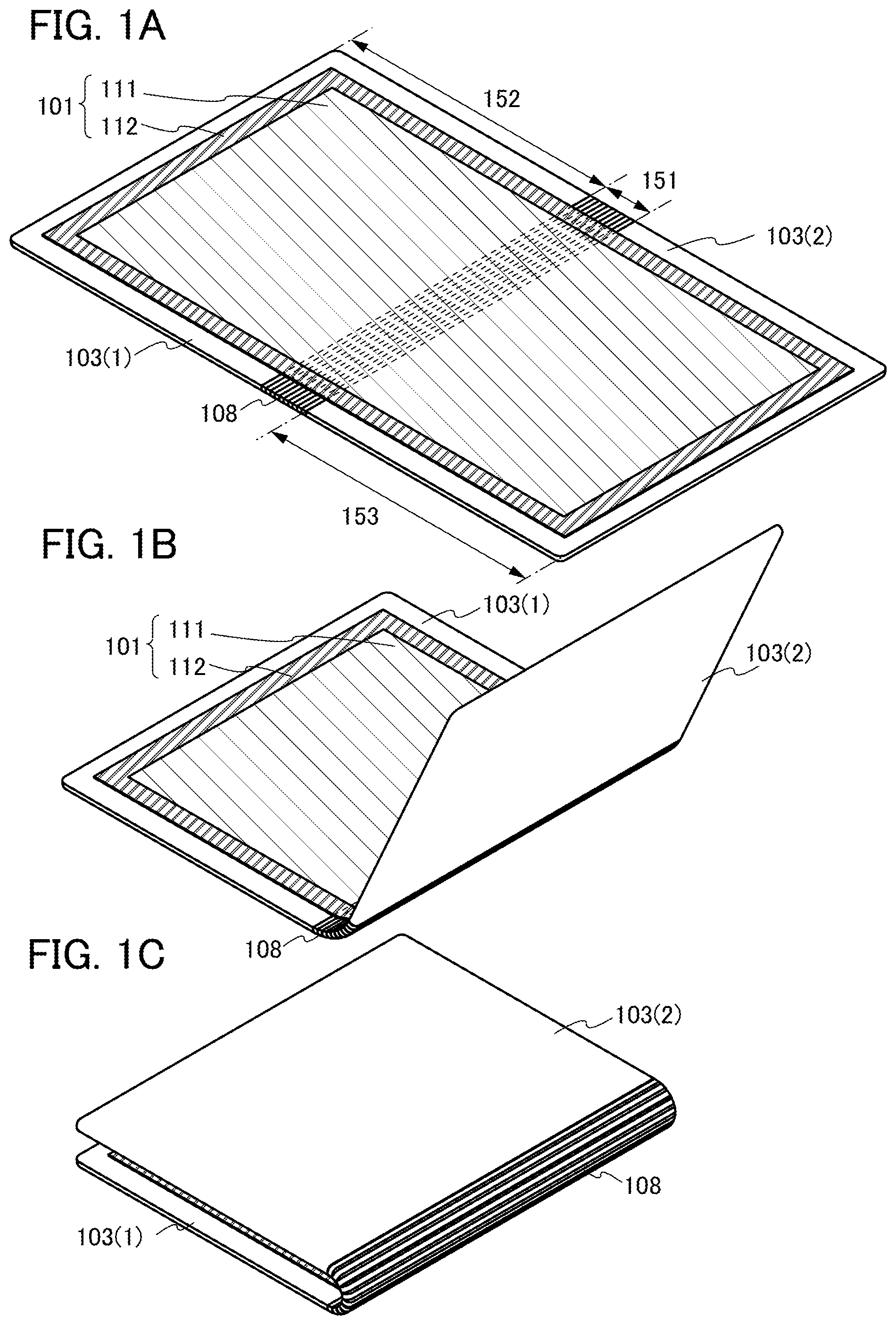 Patent US11785835 — Touch panel having a photoelectric conversion element between the first and second flexible substrates — Figure 1