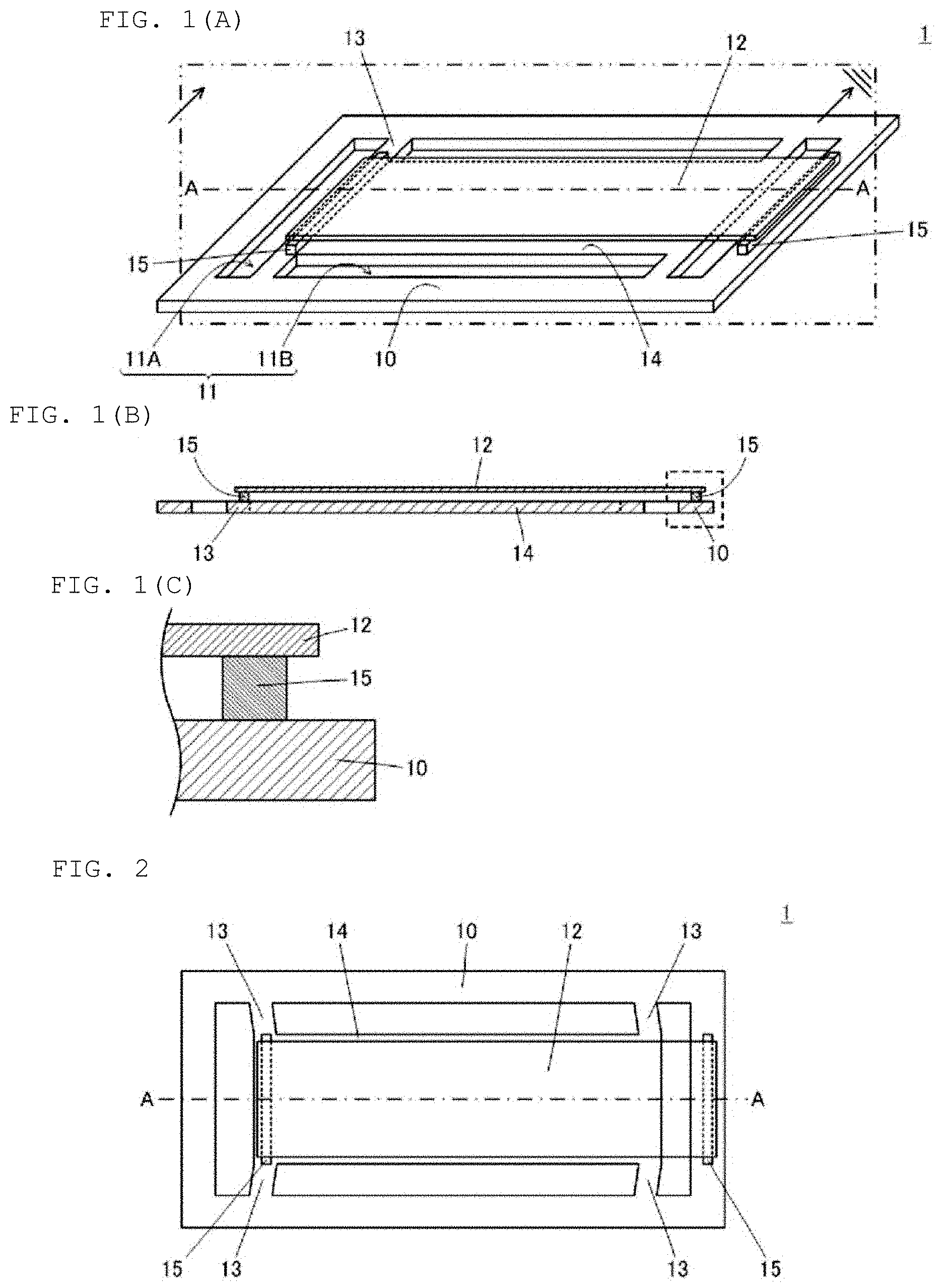 Patent US11785855 Figure 1 – Piezoelectric device, vibration structure and piezoelectric sensor