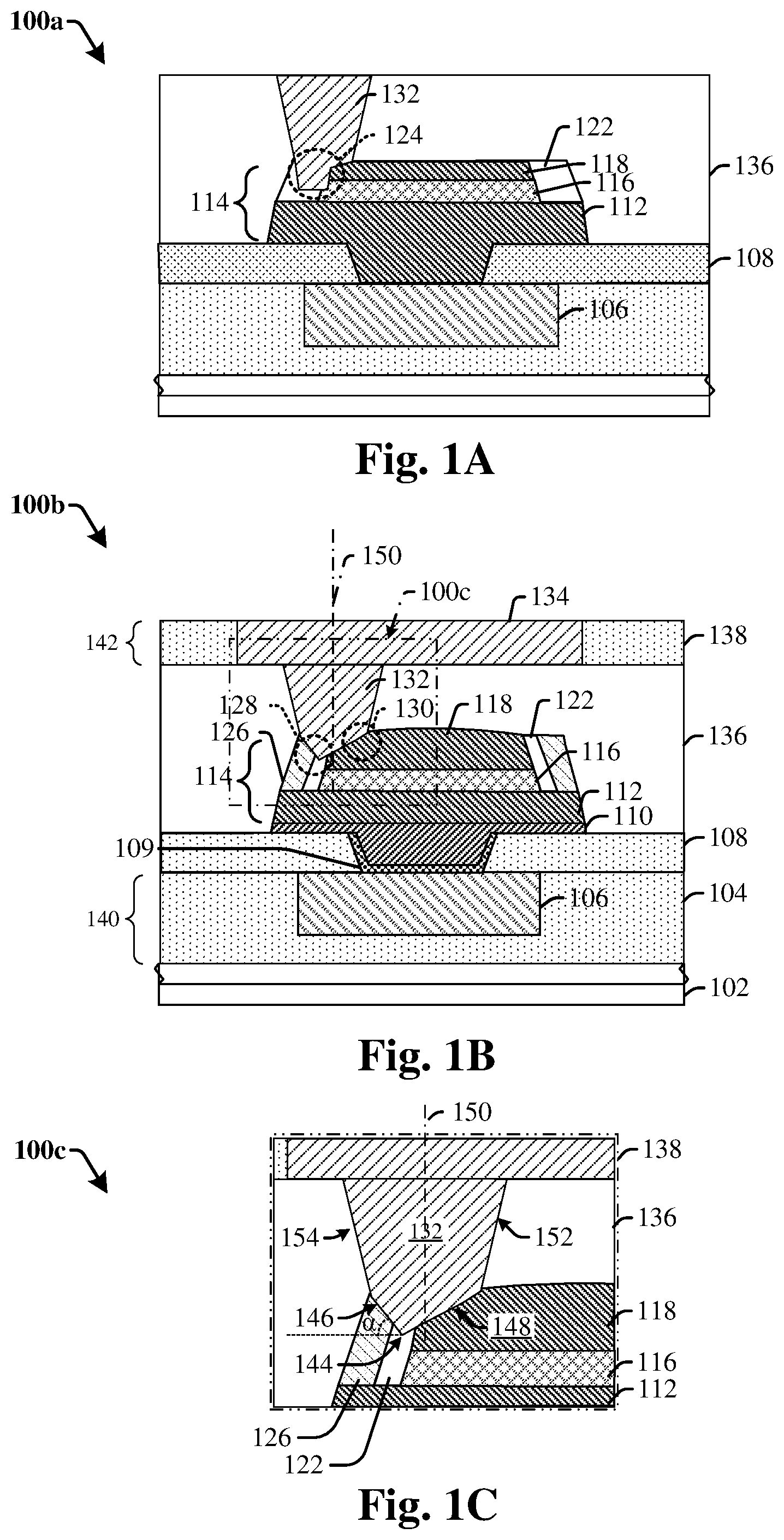 Patent US11785862 — Via landing enhancement for memory device — Figure 1