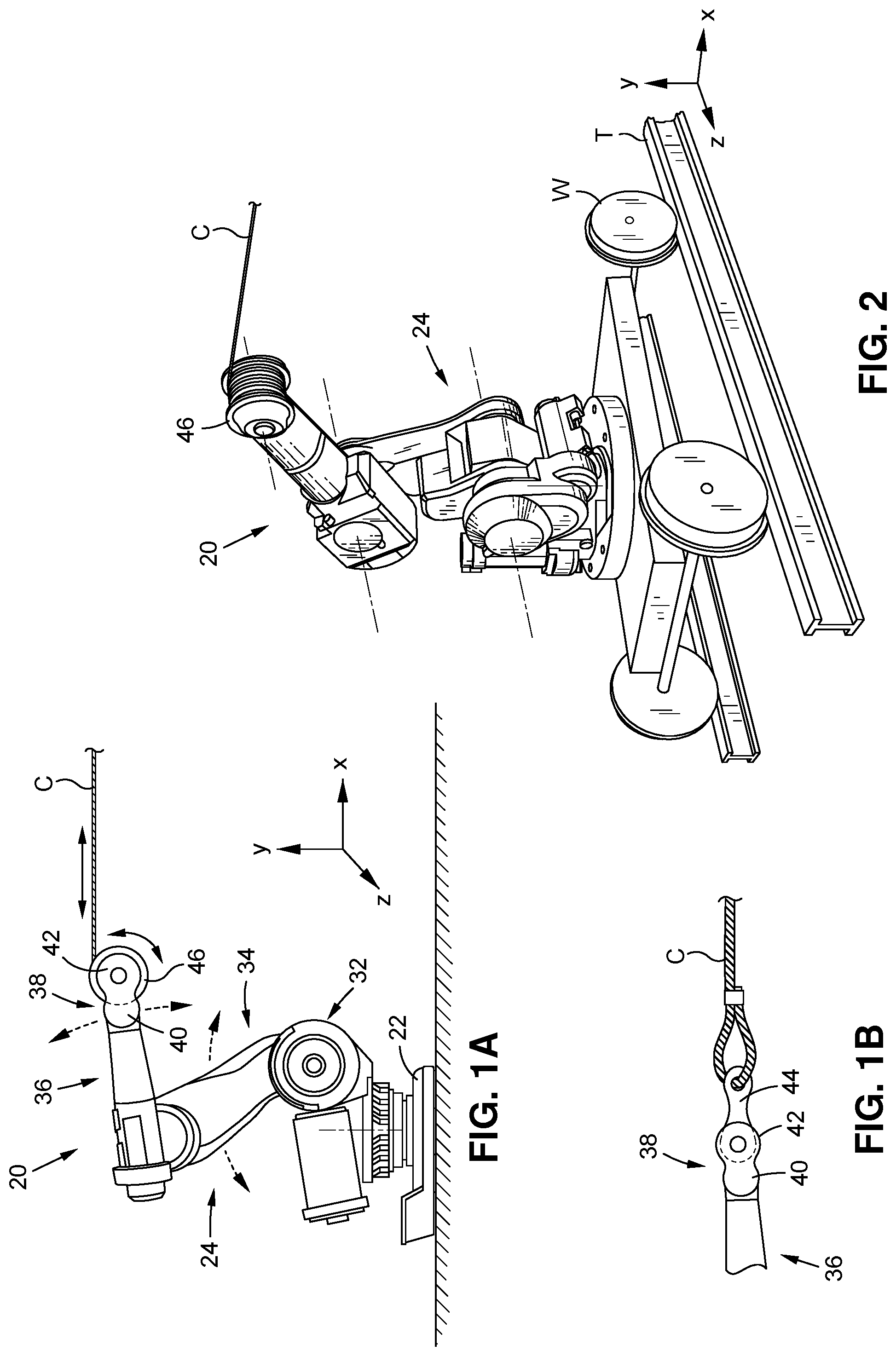 Patent US11787039 — Method and system for moving cable-mounted objects using robotic mounts — Figure 1