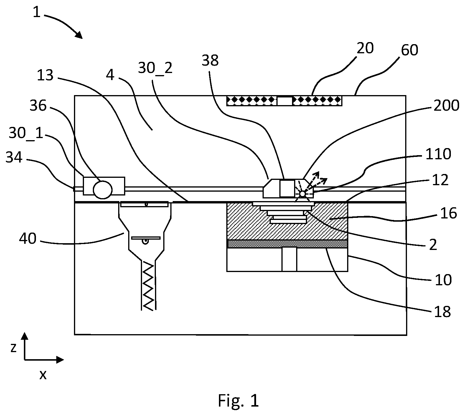 Patent US11787116 — Infrared radiation deflector for apparatus for the layer-by-layer formation of three-dimensional objects — Figure 1