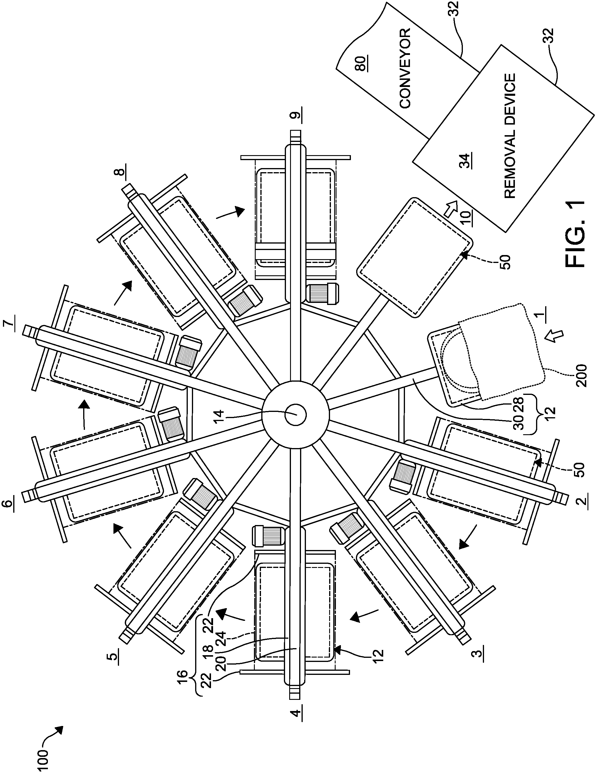 Patent US11787168 — Bag puller release post printing process — Figure 1