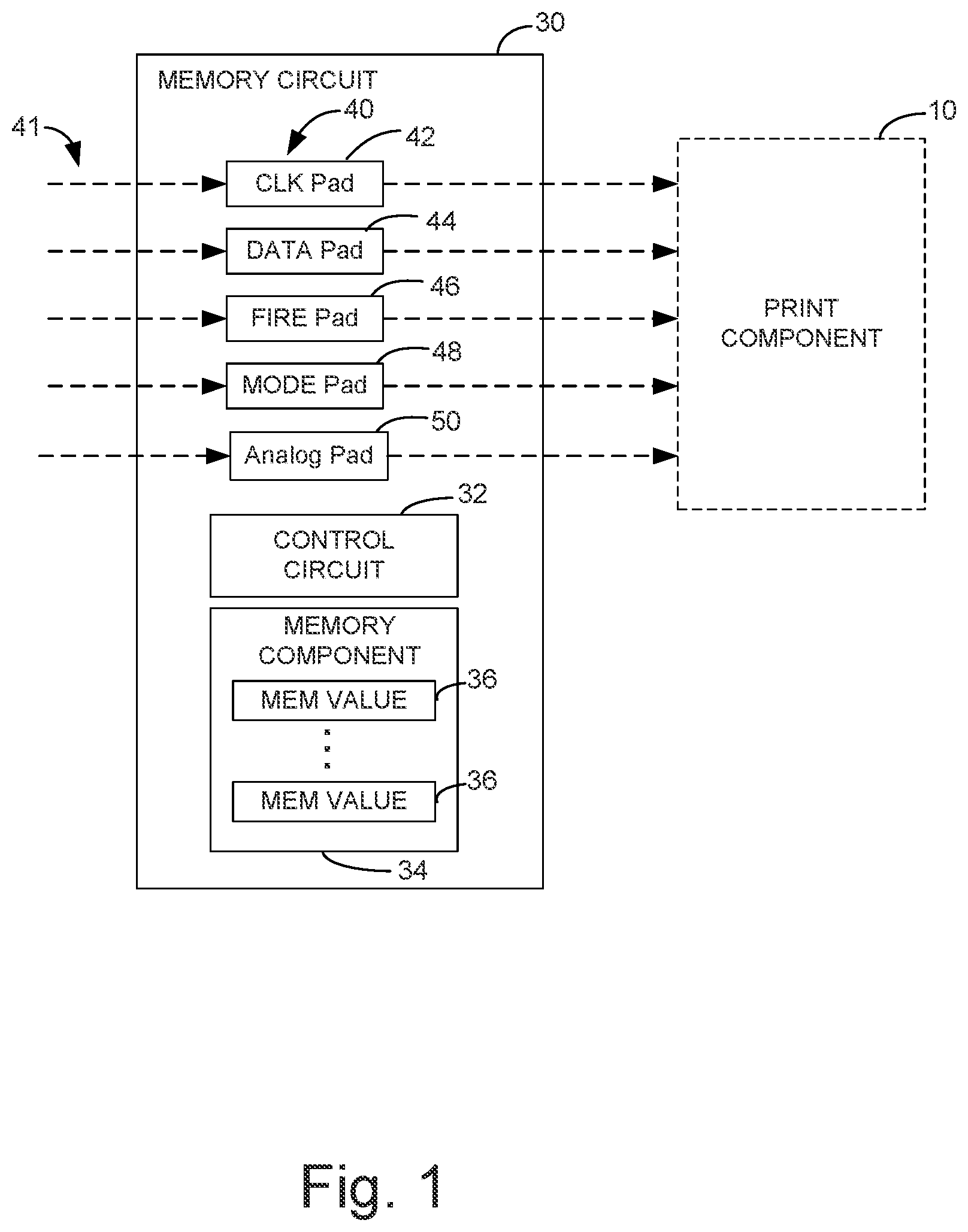 Patent US11787173 — Print component with memory circuit — Figure 1